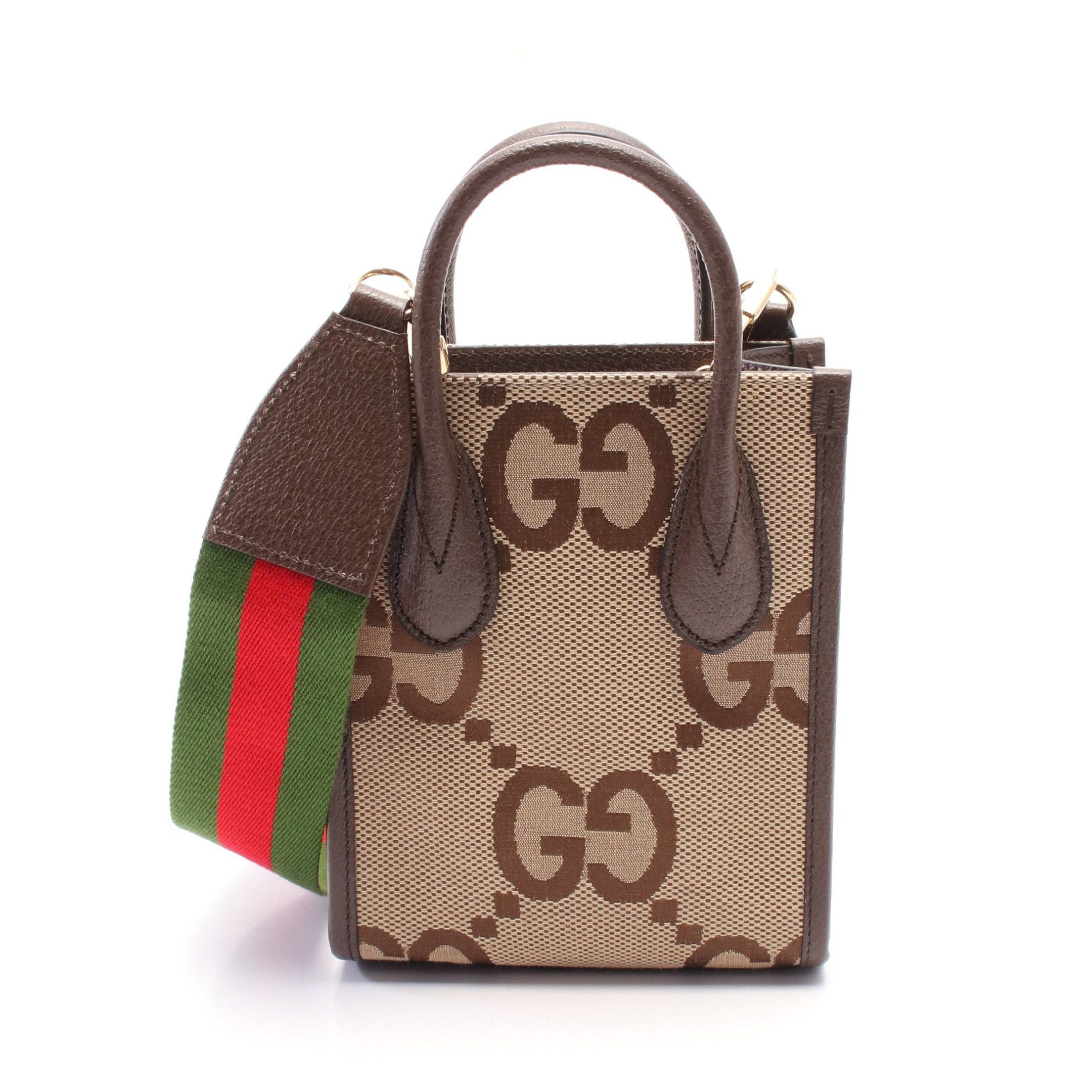 Gucci Gucci Jumbo Gg Handbag Tote Bag Canvas Leather Beige Brown Size ONE SIZE - 1 Thumbnail
