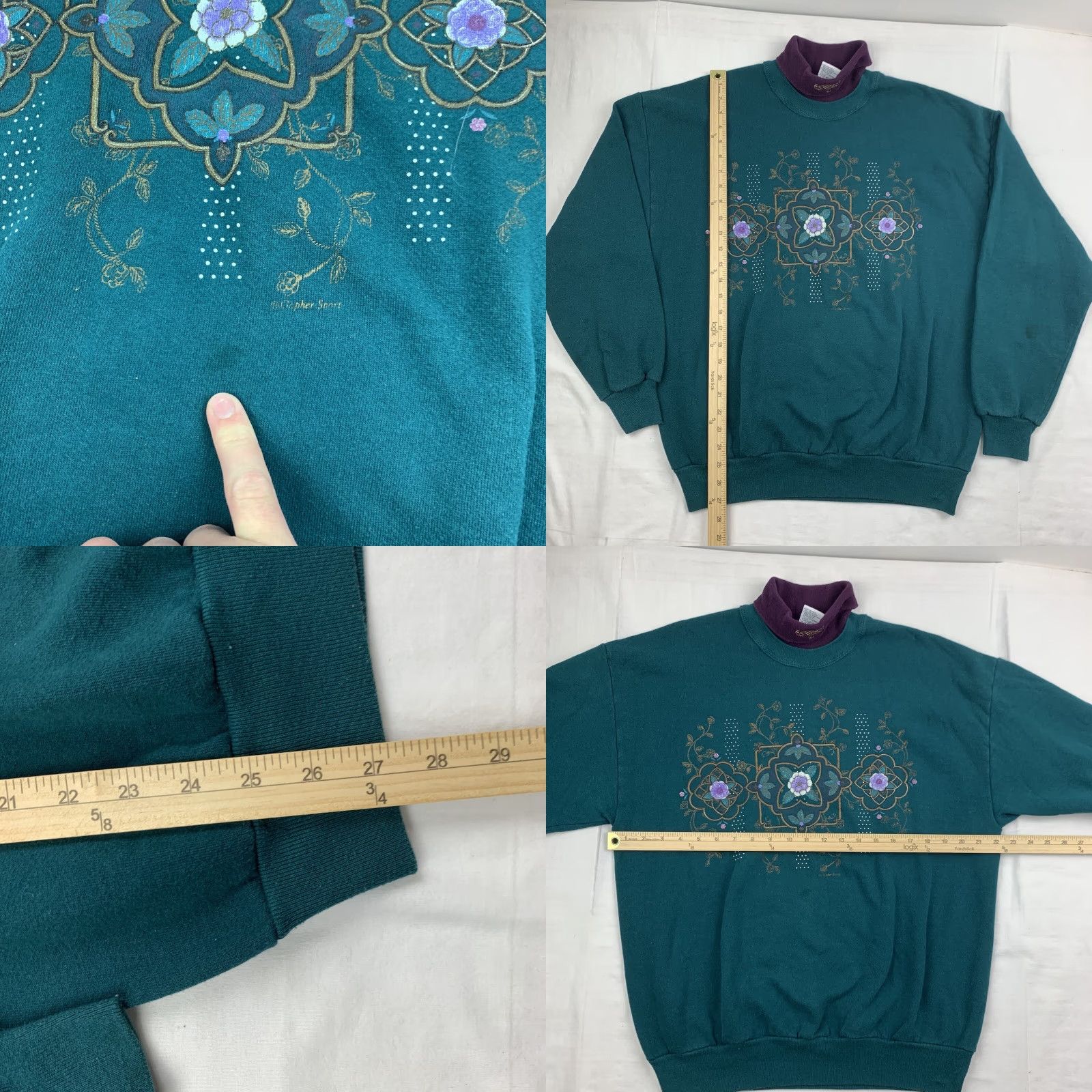 Vintage VINTAGE Gopher Sport Sweatshirt Womens XL Green Floral Design Grandma Pullover Size XL / US 12-14 / IT 48-50 - 8 Thumbnail