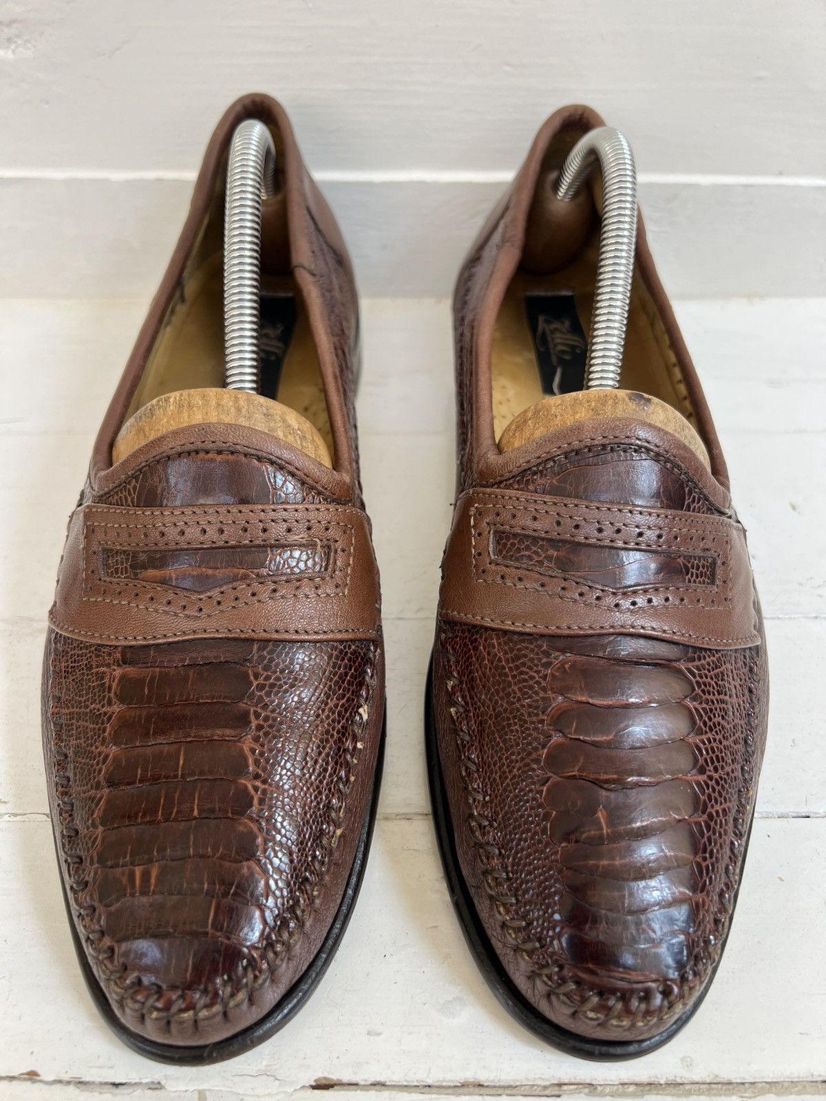 Zelli Zelli Genuine Ostrich Brown Leather Milano Penny Loafer Size US 8.5 / EU 41-42 - 2 Thumbnail