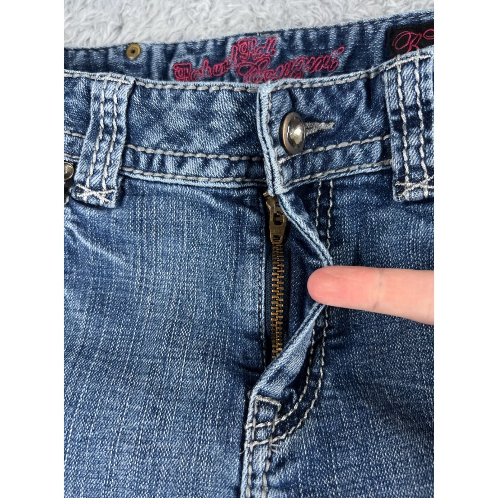 Denime Rock And Roll Cowgirl Jeans Womens 28 Blue Denim Mid Rise Bootcut 26x31 Read Rock Girls Womens Jeans Size 28" / US 6 / IT 42 - 5 Thumbnail