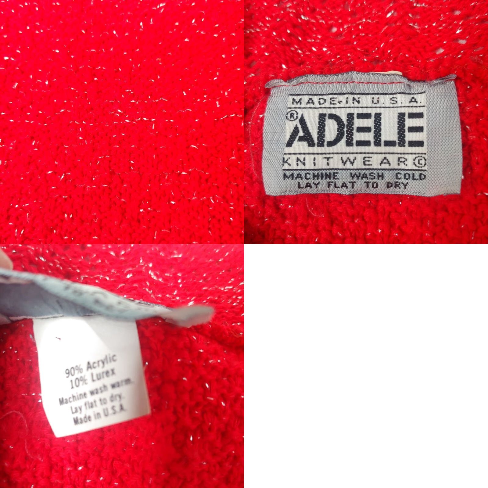 Vintage VINTAGE Adele Sweater Shirt Women L Red Silver Sparkle Knit Short Sleeve Crew Neck Holiday Party Shimmer Christmas Womens Size L / US 10 / IT 46 - 8 Thumbnail