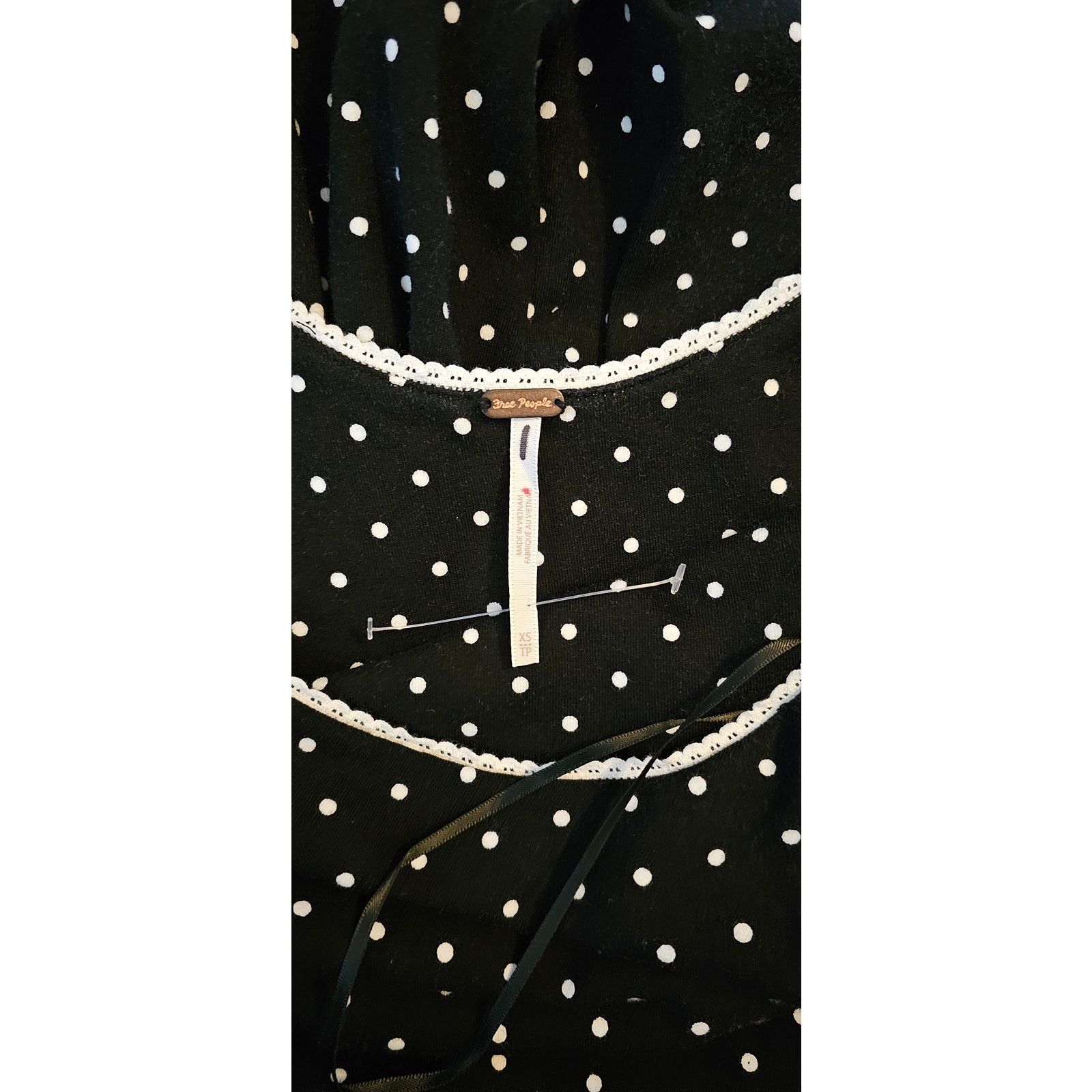 knee length dresses for ladies free people pippa short sleeve polka dot mini dress black – Shop Hearts main image 0