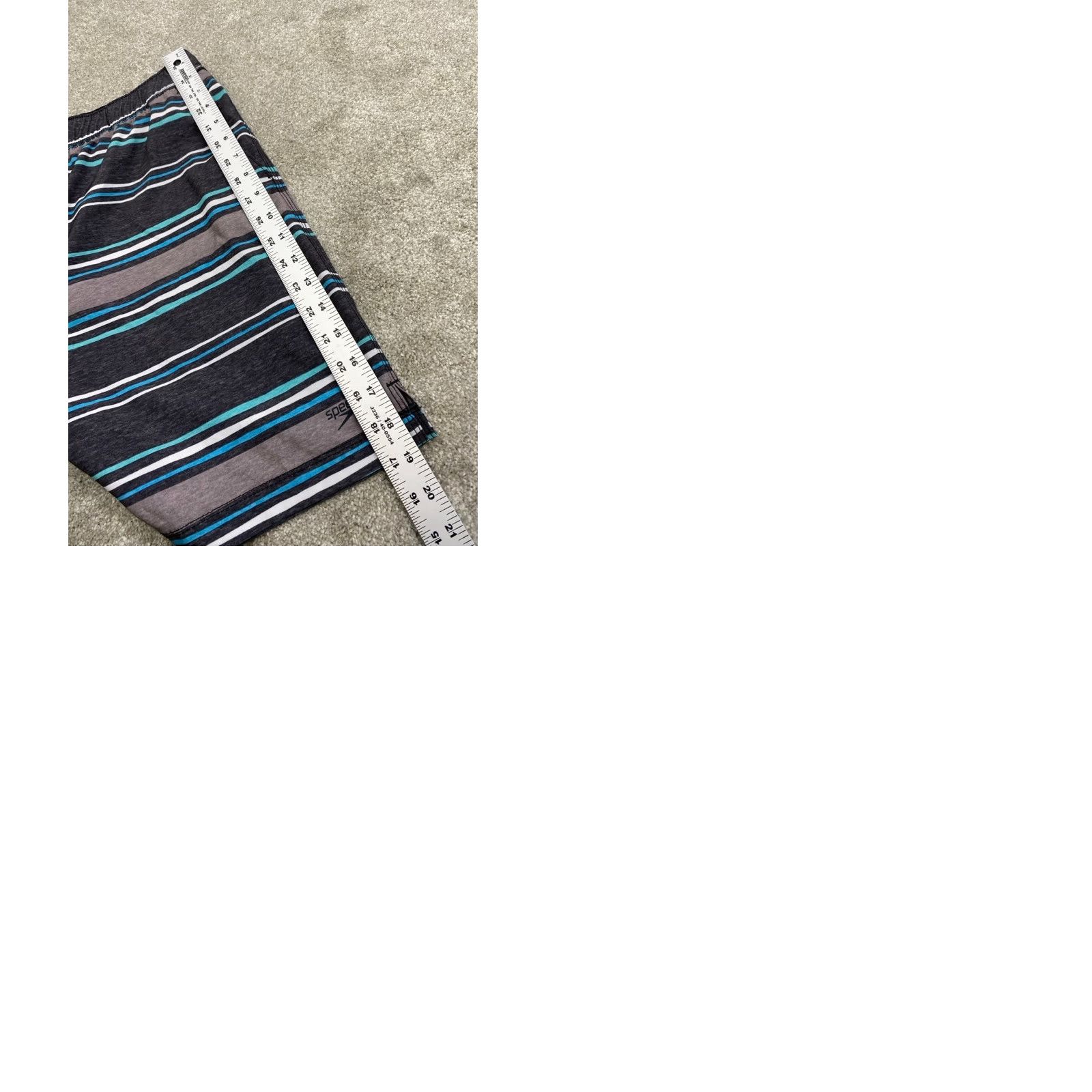Speedo Speedo Men’s Board Shorts Swim Trunks Blue Green Striped Zipper Pocket M Adult Multicolor Size US 31 - 9 Thumbnail
