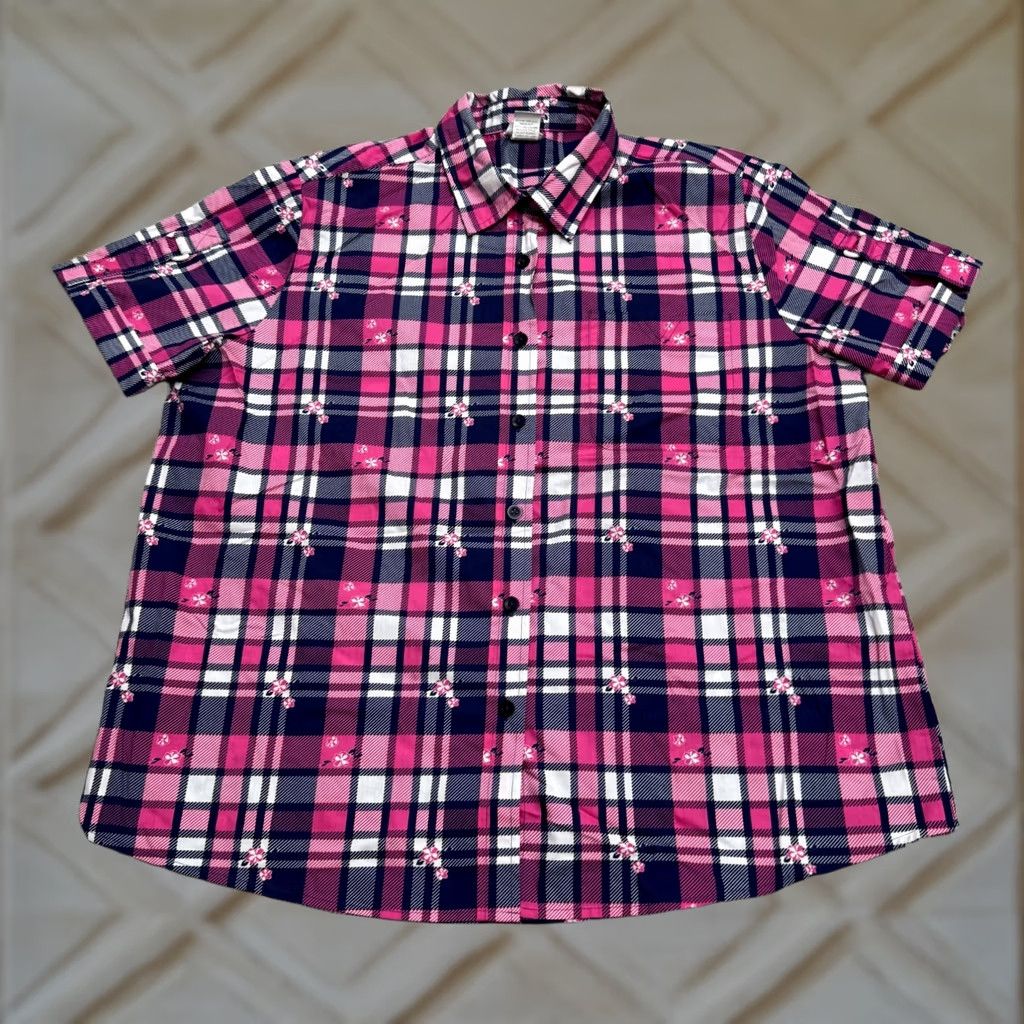 Pinko Adrian Delafield Button-Up Shirt Womens XL Multicolor Plaid Short Sleeve Casual Shirt Womens XL Size XL / US 12-14 / IT 48-50 - 1 Thumbnail