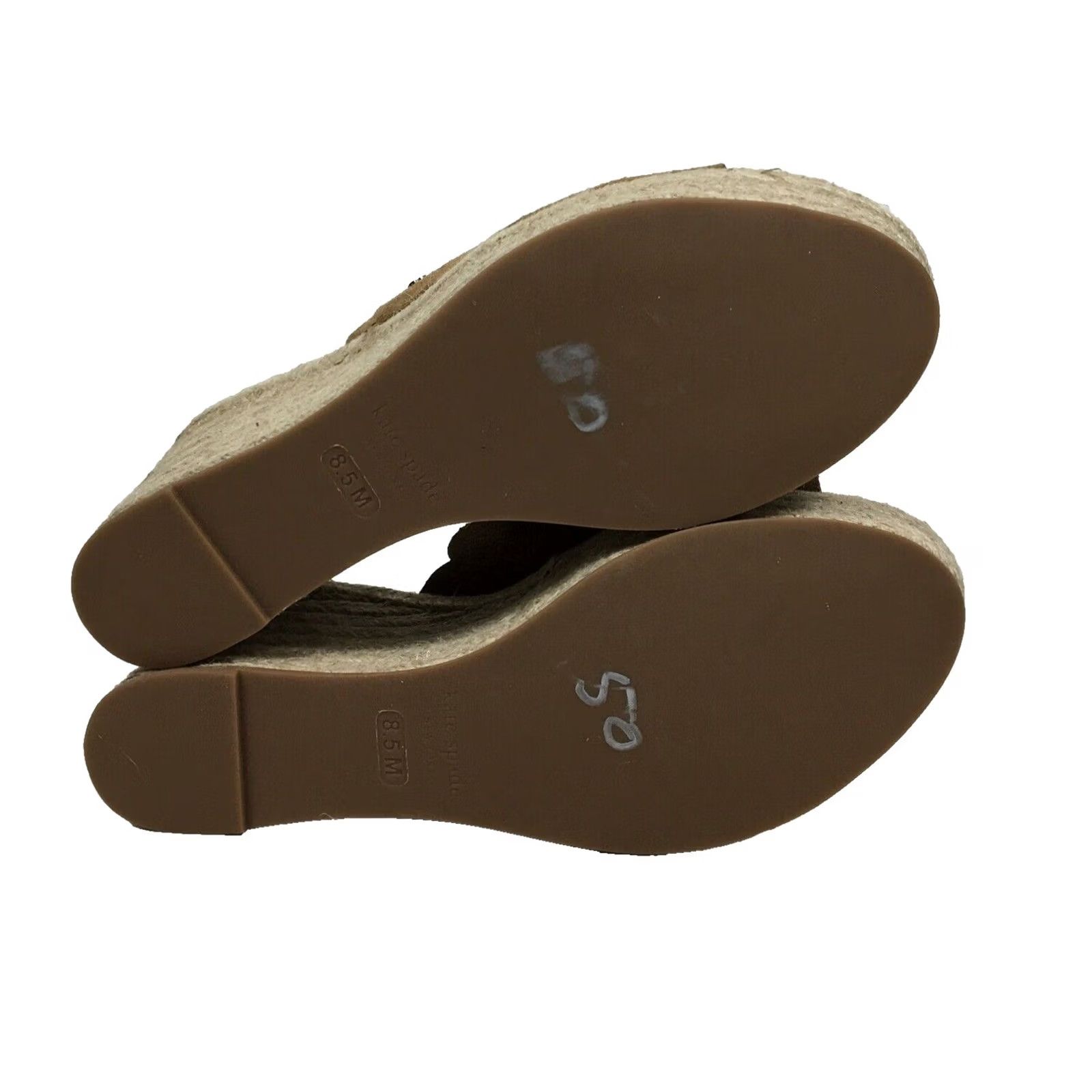 Vintage KATE SPADE Toby Espadrille Wedge Brown Suede Size 8.5 New Scalloped Platform Heel Wedges Size US 9 / IT 39 - 6 Thumbnail