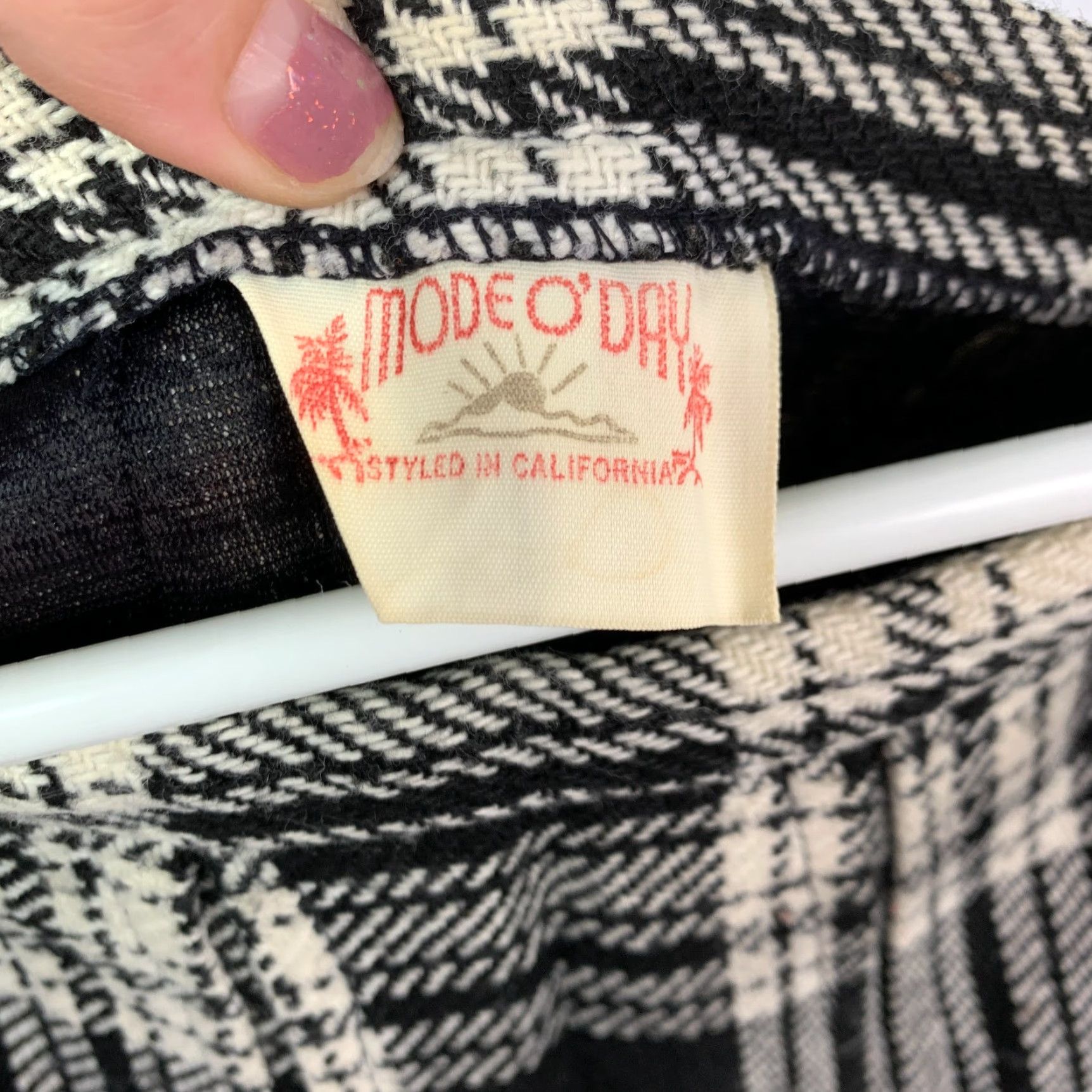 Vintage VINTAGE Mode O'Day Black White Plaid Short Skirt 70s Dark Academia Waist 26" Womens Size 26" / US 2 / IT 38 - 6 Thumbnail