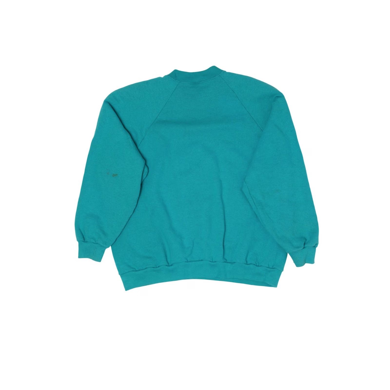 Fruit Of The Loom VINTAGE Hand Painted Cat Raglan Sweatshirt Large Turquoise Blue 1990s Mens Womens Girls Boys Fruit of the Loom USA Cotton Polyester Size US L / EU 52-54 / 3 - 4 Thumbnail
