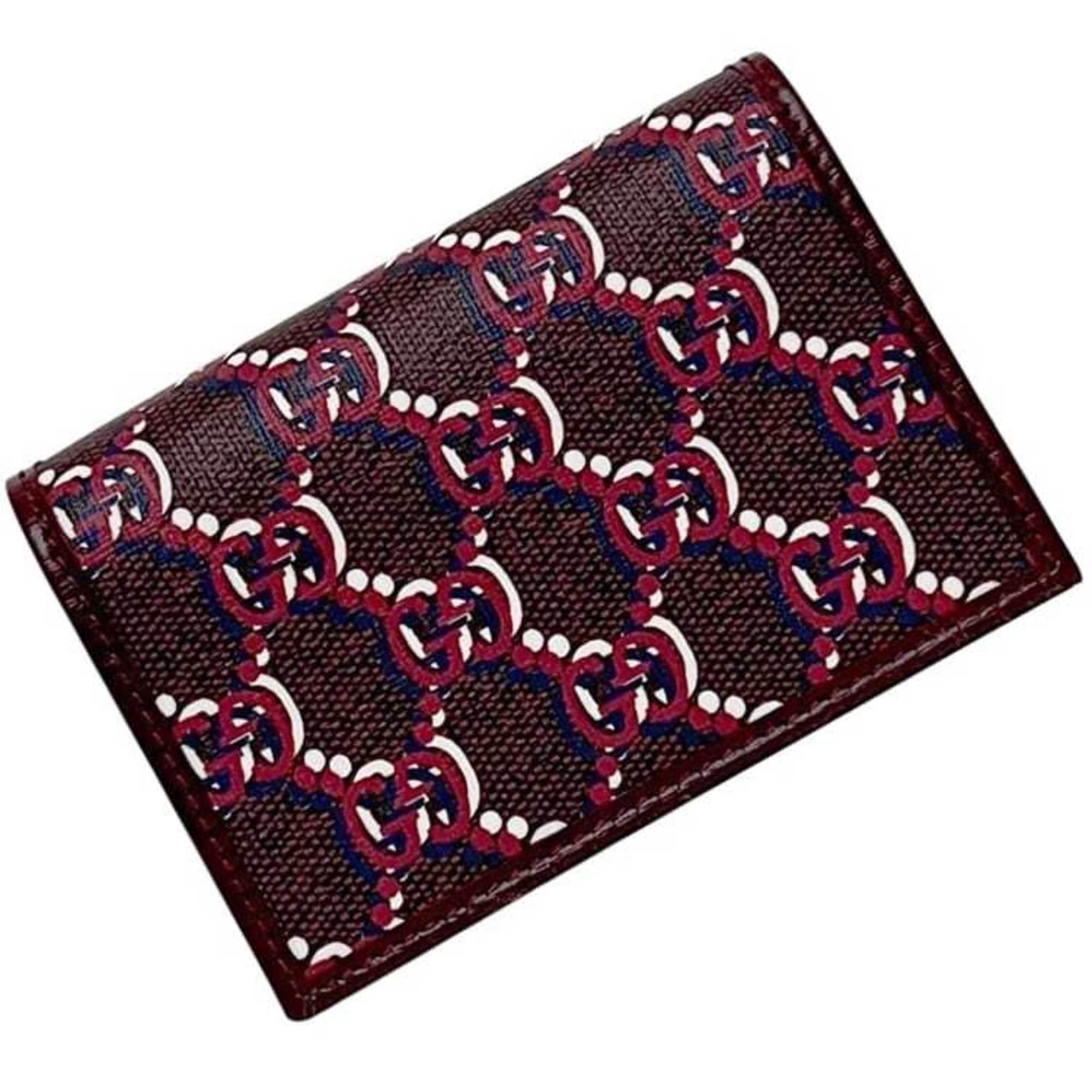Gucci Business Card Case ec-24874 Bordeaux GG Shadow 795044 Unused PVC Leather 496334 GUCCI Wine Red Men's Women's