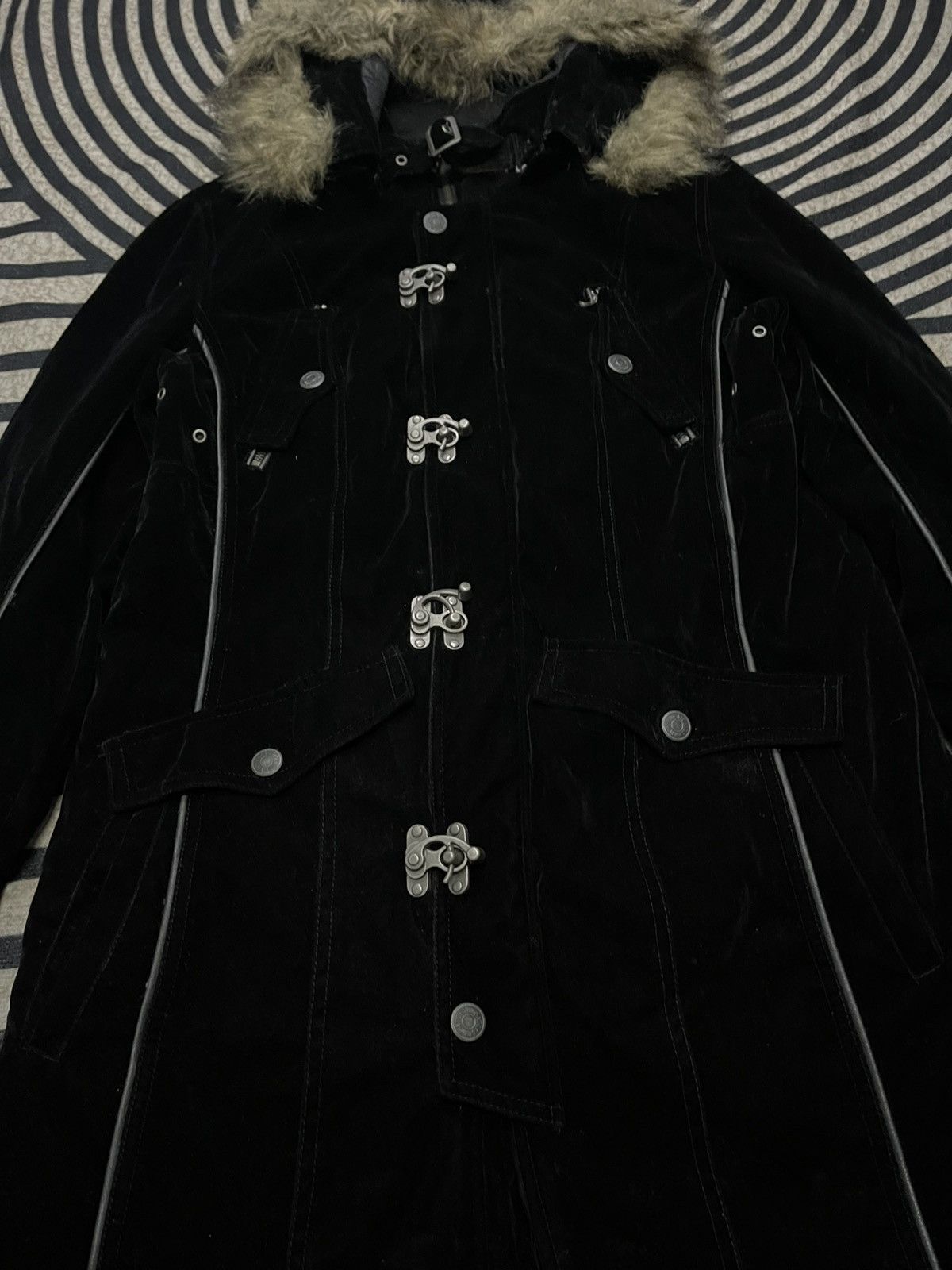 In The Attic 1990s IN THE ATTIC HOMME VELVET PARKA FAUX FUR HOODIE Size US L / EU 52-54 / 3 - 5 Thumbnail