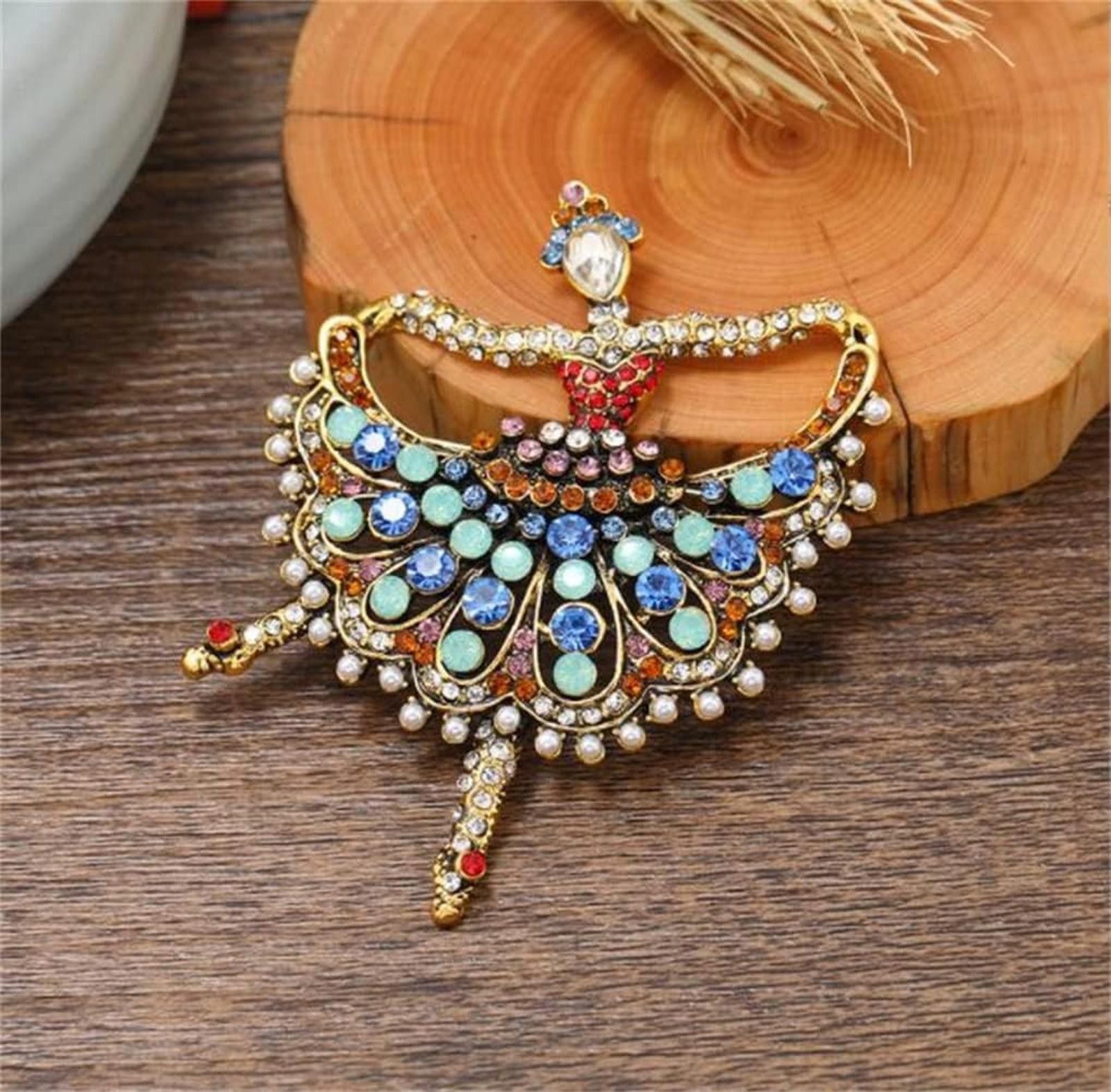 Designer Dancing Ballet Girl Brooches Crystal Rhinestone Brooch Pin Size ONE SIZE - 4 Thumbnail