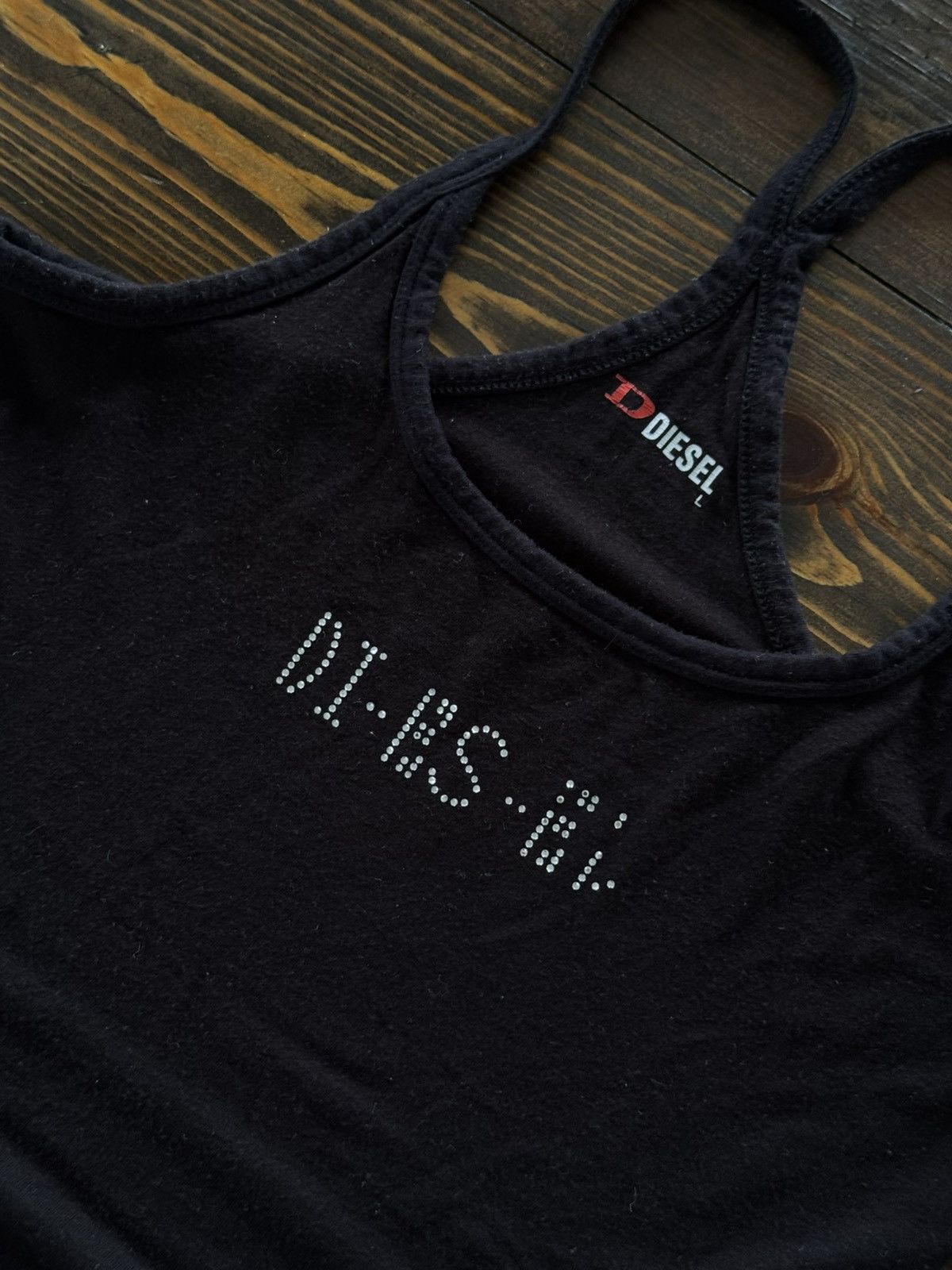 Y2K Diesel Sexy Rhinestones Logo Crop Top