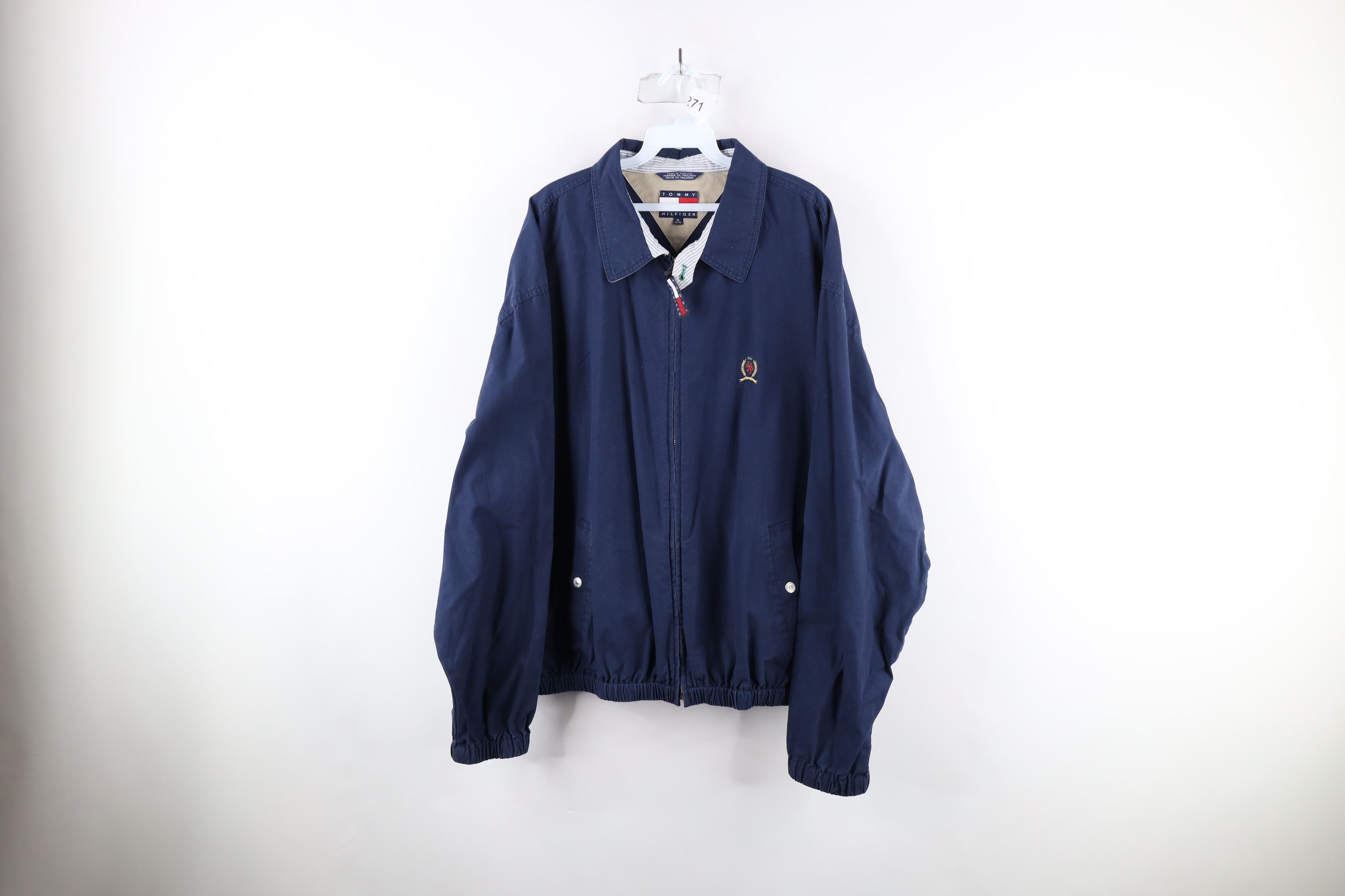 Vintage 90s Tommy Hilfiger Full Zip Bomber Jacket Blue