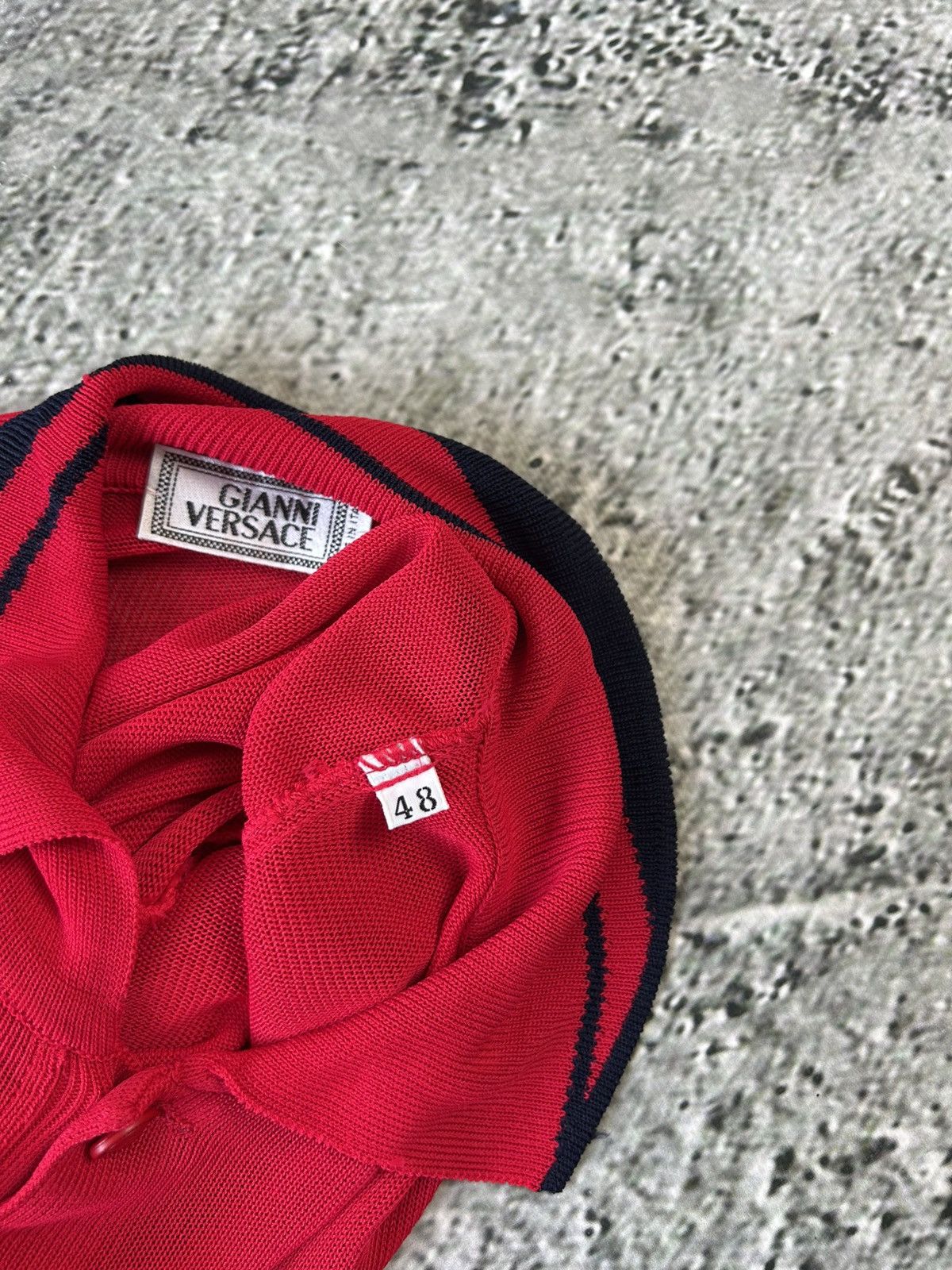 Versace × Vintage Gianni Versace mesh polo t-shirt red vintage Size US M / EU 48-50 / 2 - 6 Thumbnail