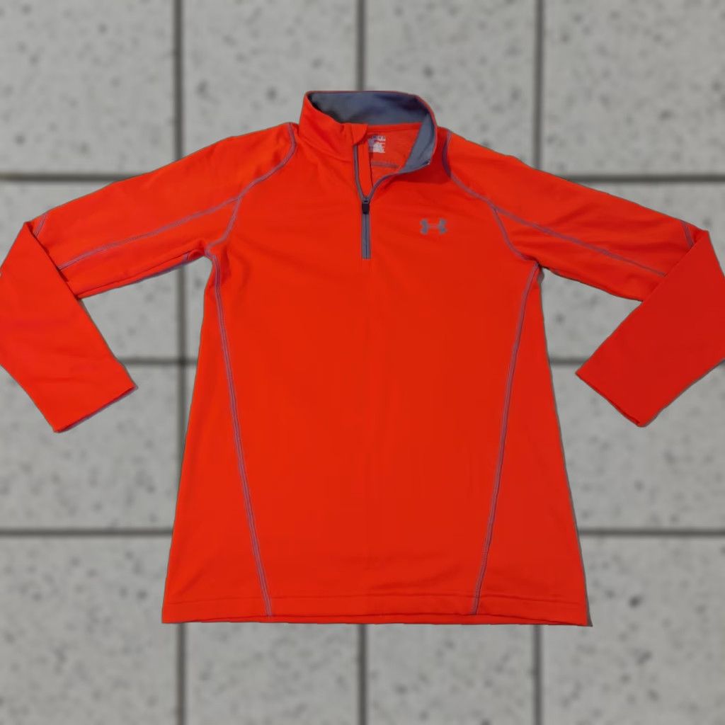 Under Armour Under Armour Mens Half Zip Sweater M Medium Orange Athletic Gym Workout Sweatshirt Zip Pullover Size US M / EU 48-50 / 2 - 1 Thumbnail
