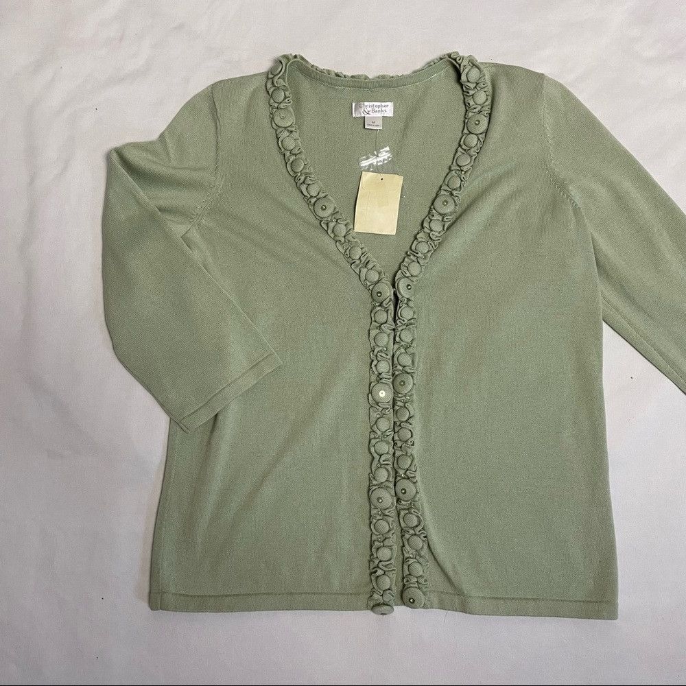 Other NWT New Christopher & Banks Sage Cotton Sage Button Details Size M / US 6-8 / IT 42-44 - 6 Thumbnail
