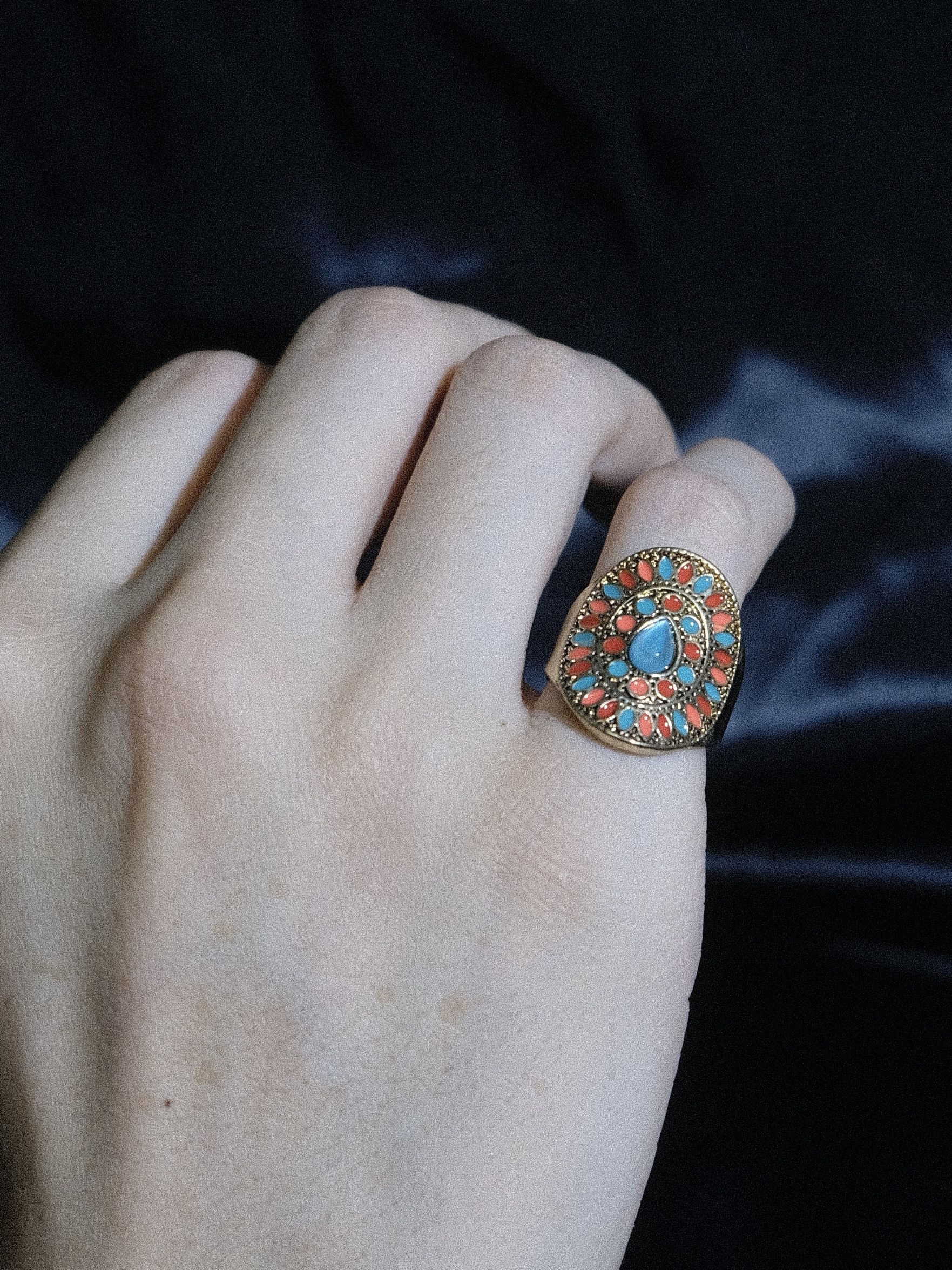 Jewelry Ethnic Bohemian Gold Faux Gemstone Ring Size 6.5 Size ONE SIZE - 3 Thumbnail