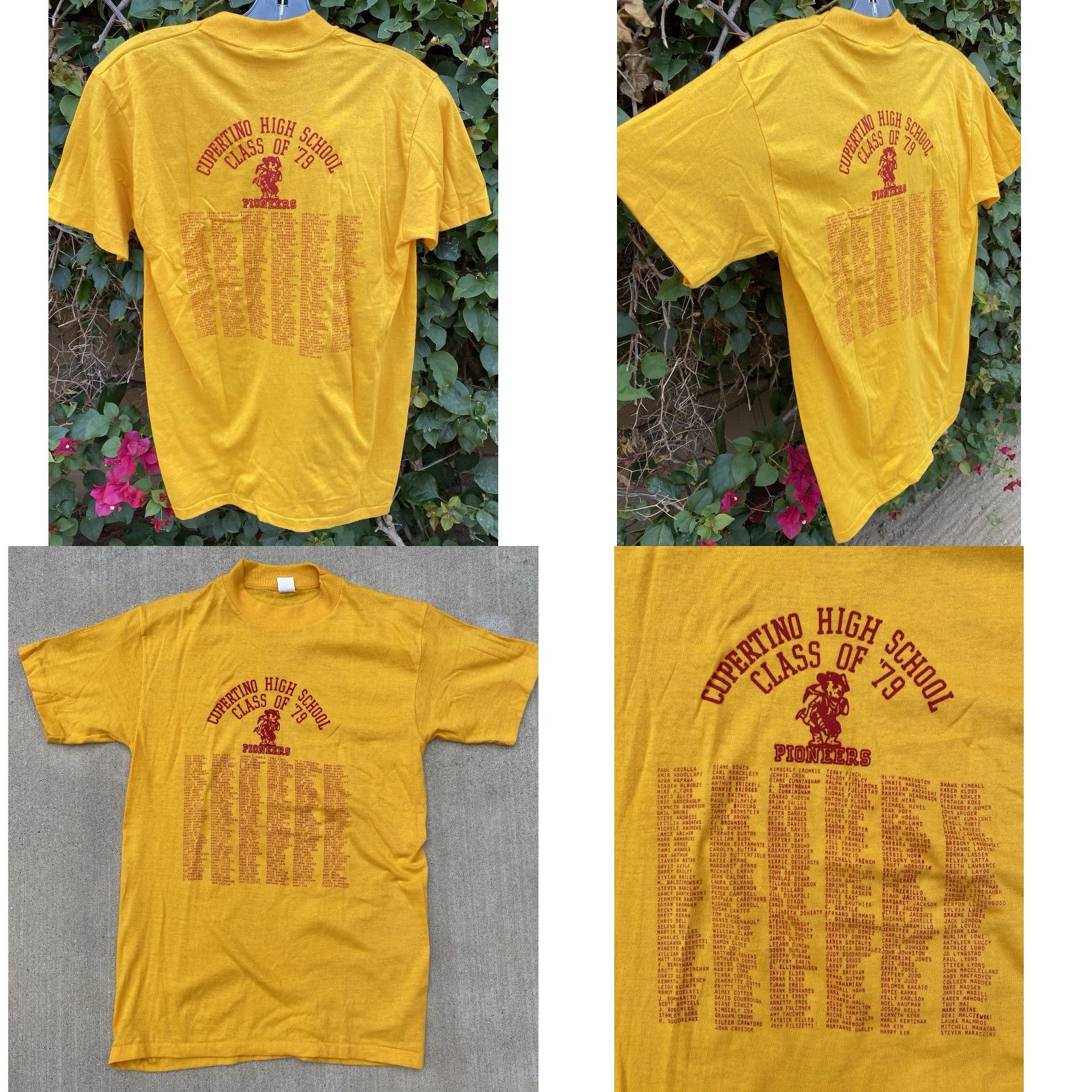 Vintage VINTAGE Cupertino High School Pioneers Class Of 79 T Shirt 70s 1979s Size M Yellow Womens Men Multifaceted Graphic Print 70s Retro Full Roster Tee Size US M / EU 48-50 / 2 - 9 Thumbnail