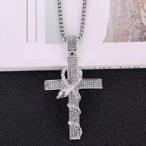 Jewelry × Vintage Retro serpentine cross with diamond pendant necklace Size ONE SIZE - 2 Thumbnail