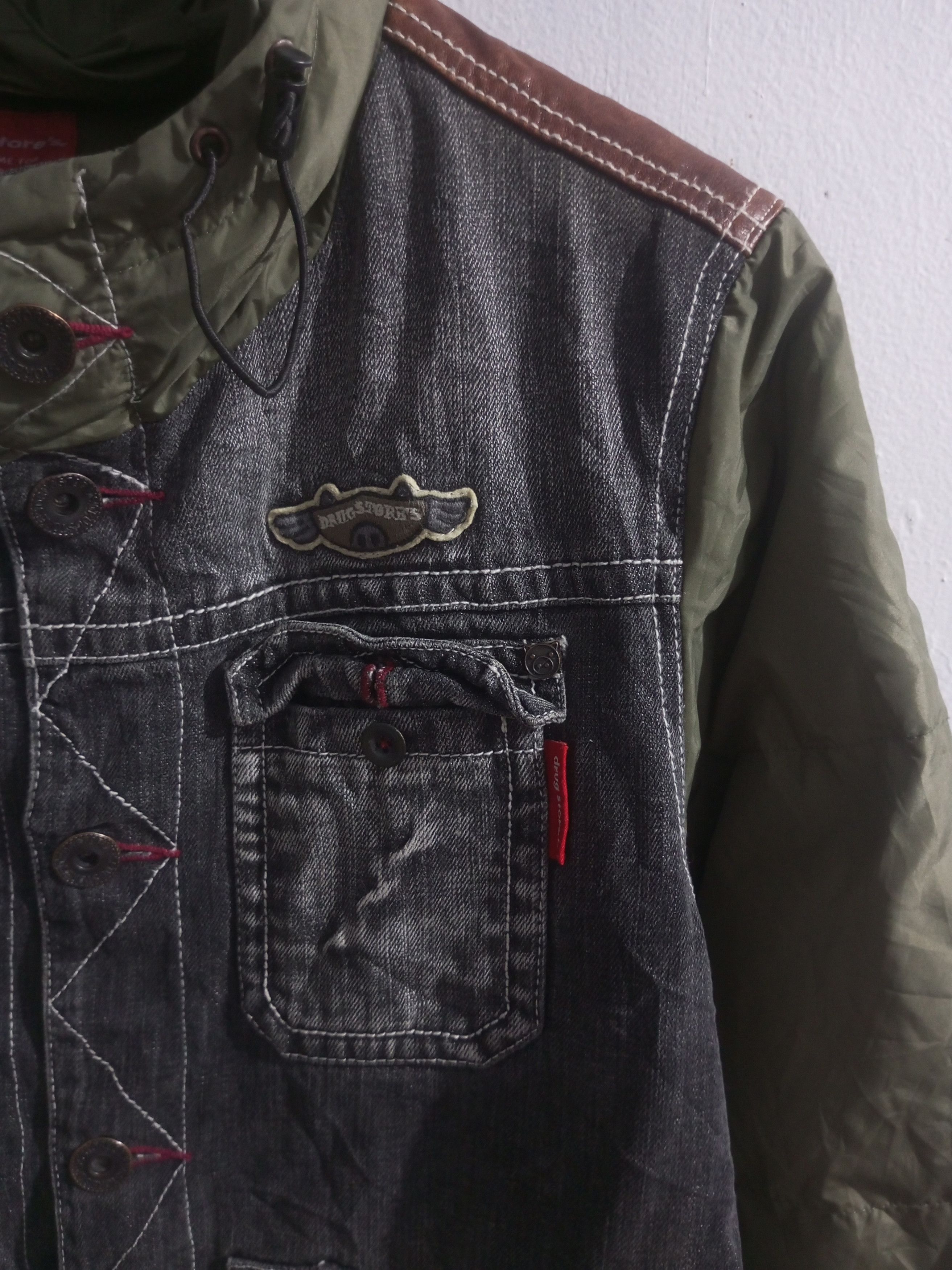 Japanese Brand Vintage drukstores multi pocket denim mix Parachute jacket Size US M / EU 48-50 / 2 - 3 Thumbnail