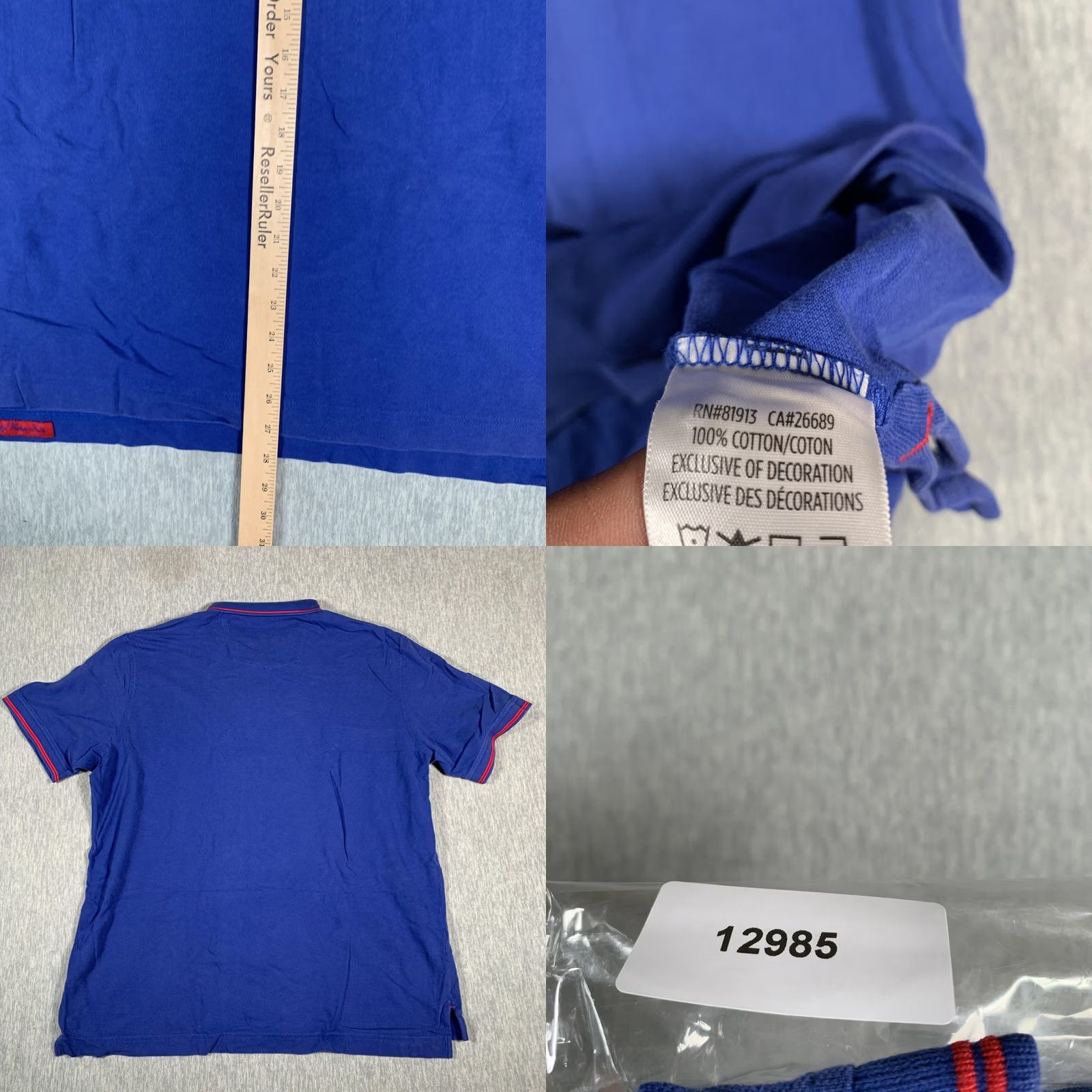Robert Graham Robert Graham Mens Polo Shirt Blue 2XL Classic Fit Short Sleeve Cotton Red Trim Size US XXL / EU 58 / 5 - 8 Thumbnail