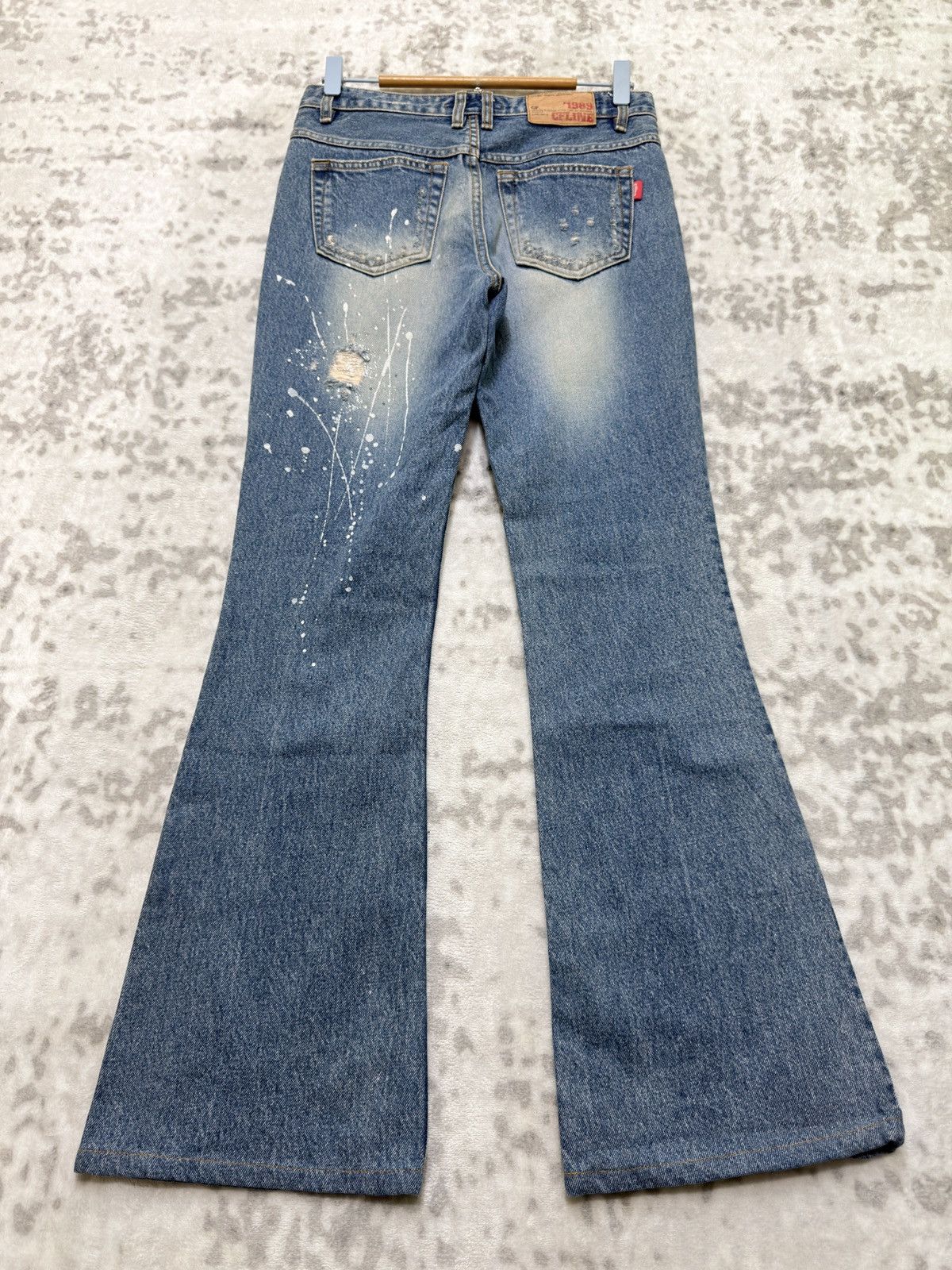 Hysteric Glamour Flared CFLINE Paint Splash Glitter Distress Low Rise Denim Size US 27 - 2 Thumbnail