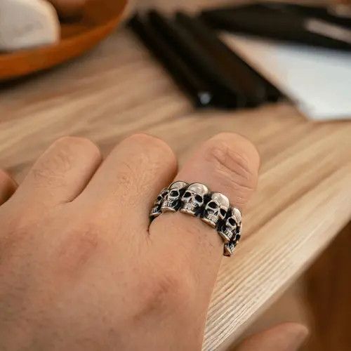 Jewelry Skull Silver Ring Size ONE SIZE - 4 Thumbnail