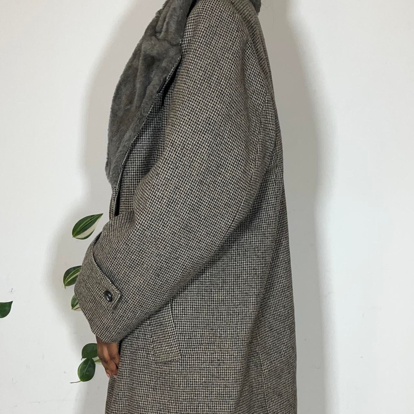 Other Vintage tweed faux fur collared jacket Size L / US 10 / IT 46 - 2 Thumbnail