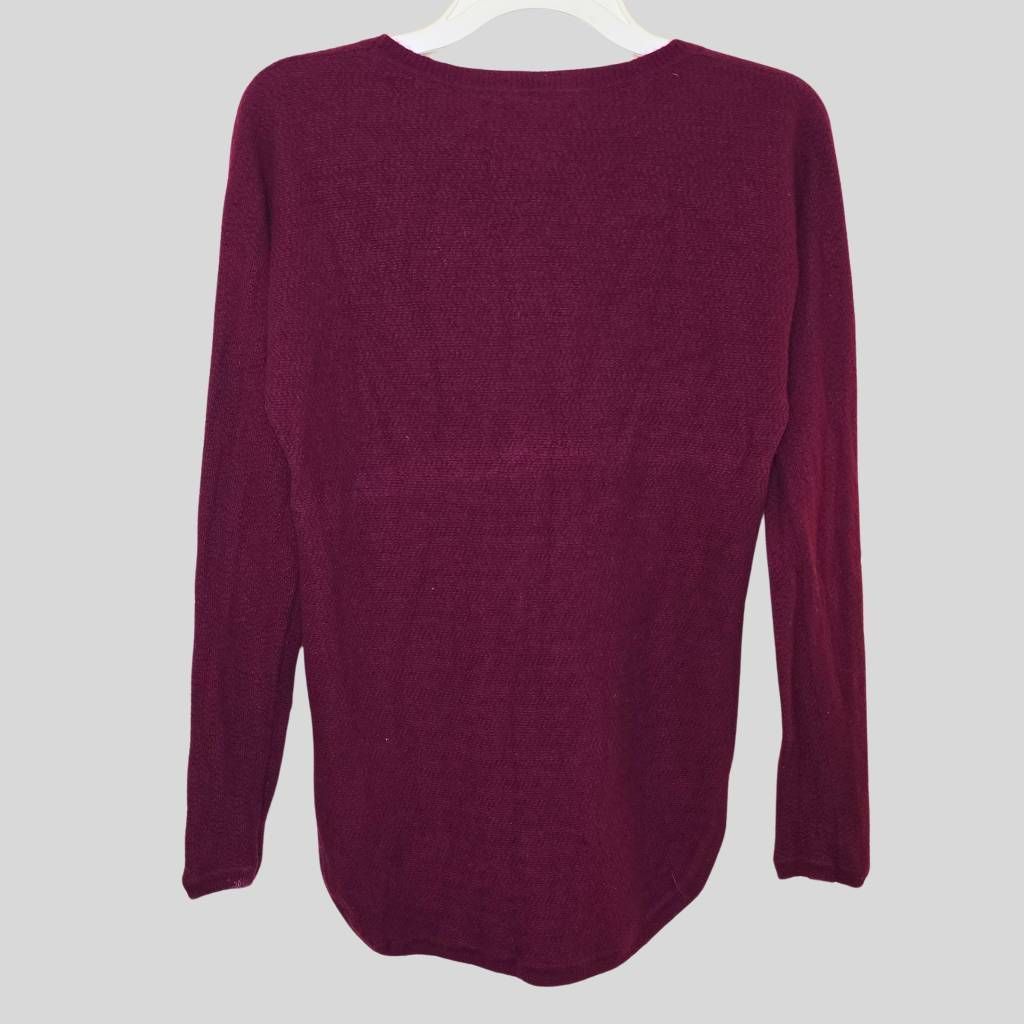 Cynthia Rowley Cynthia Rowley 100% Cashmere Sweater Burgundy Wine Split Hem Size M / US 6-8 / IT 42-44 - 2 Thumbnail