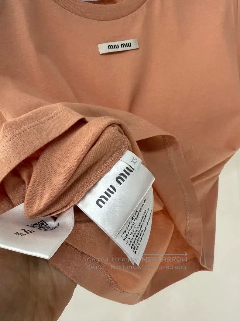 Miu Miu Miu Miu Size XS Orange and pink letter T-shirt Size XS / US 0-2 / IT 36-38 - 3 Thumbnail