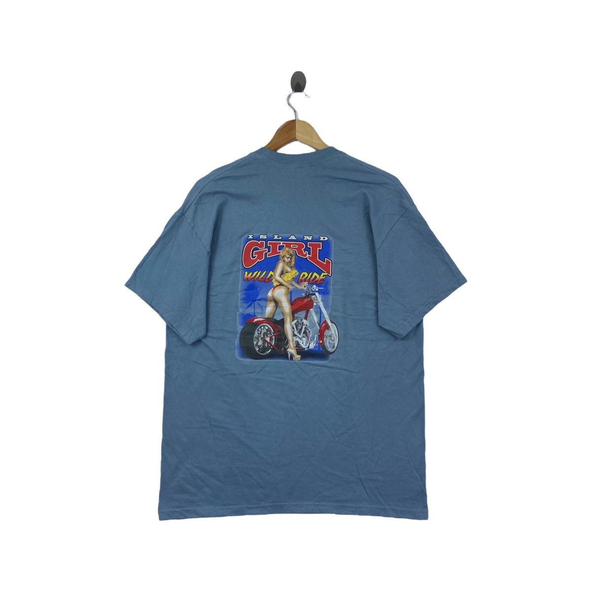 Hanes Vintage 90s Island Girl Wild Ride T-Shirt Motorcycle Size US L / EU 52-54 / 3 - 4 Thumbnail