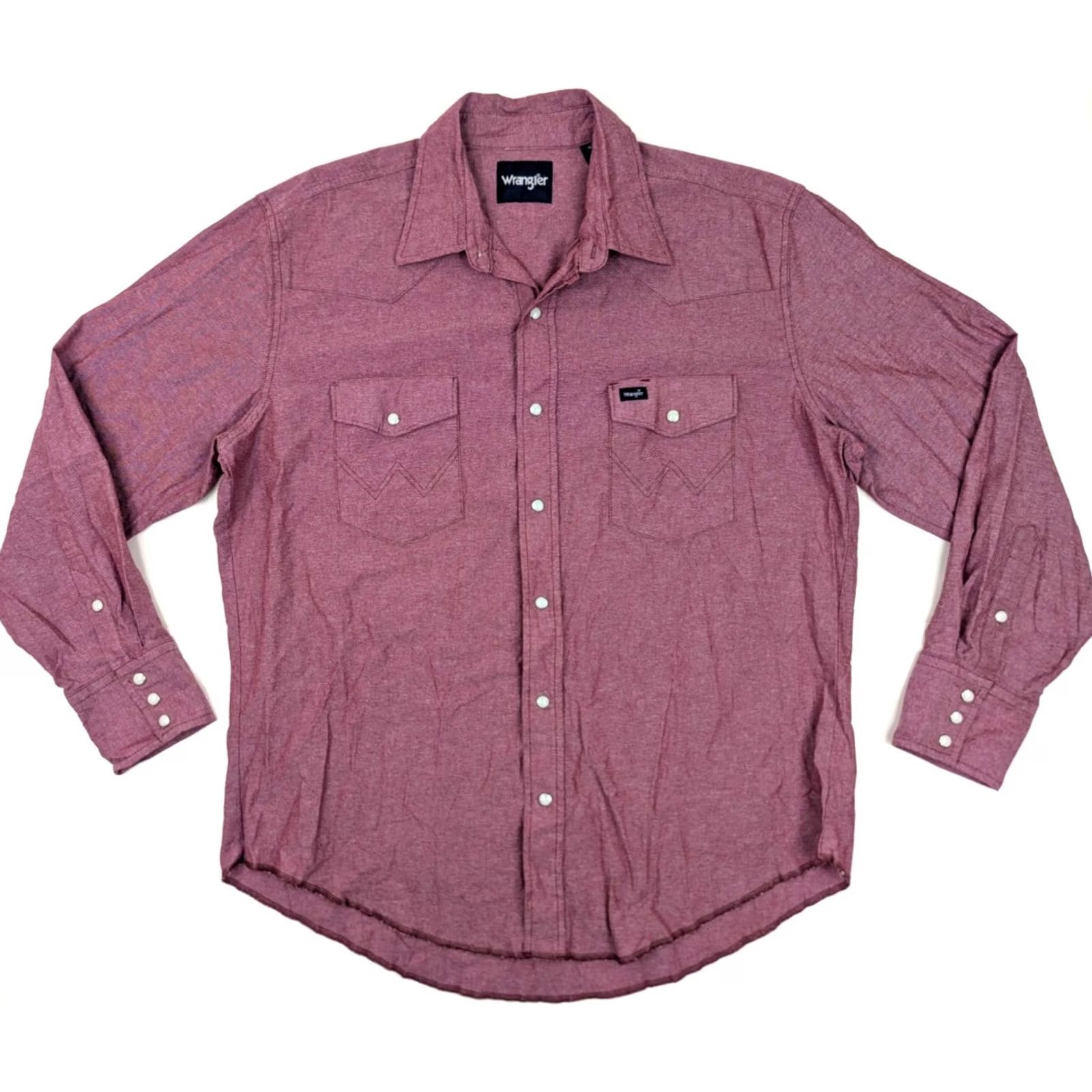 Wrangler Vtg Wrangler Brushpopper Pearl Snap Shirt Men XL Heather Red Western Long Sleeve Size US XL / EU 56 / 4 - 2 Thumbnail