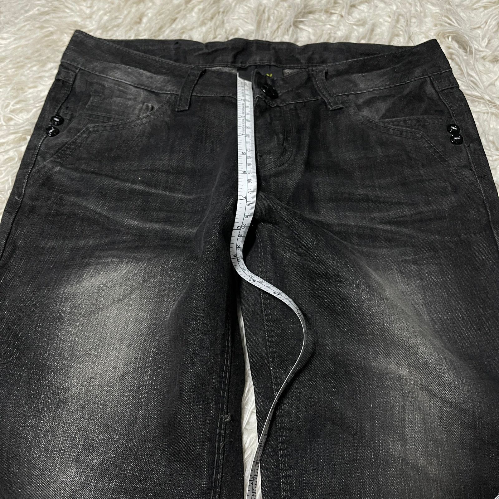 Japanese Brand Vintage Faded Wash Low-rise Flared Bootcut Denim Jeans Black Size 30" / US 8 / IT 44 - 16 Thumbnail