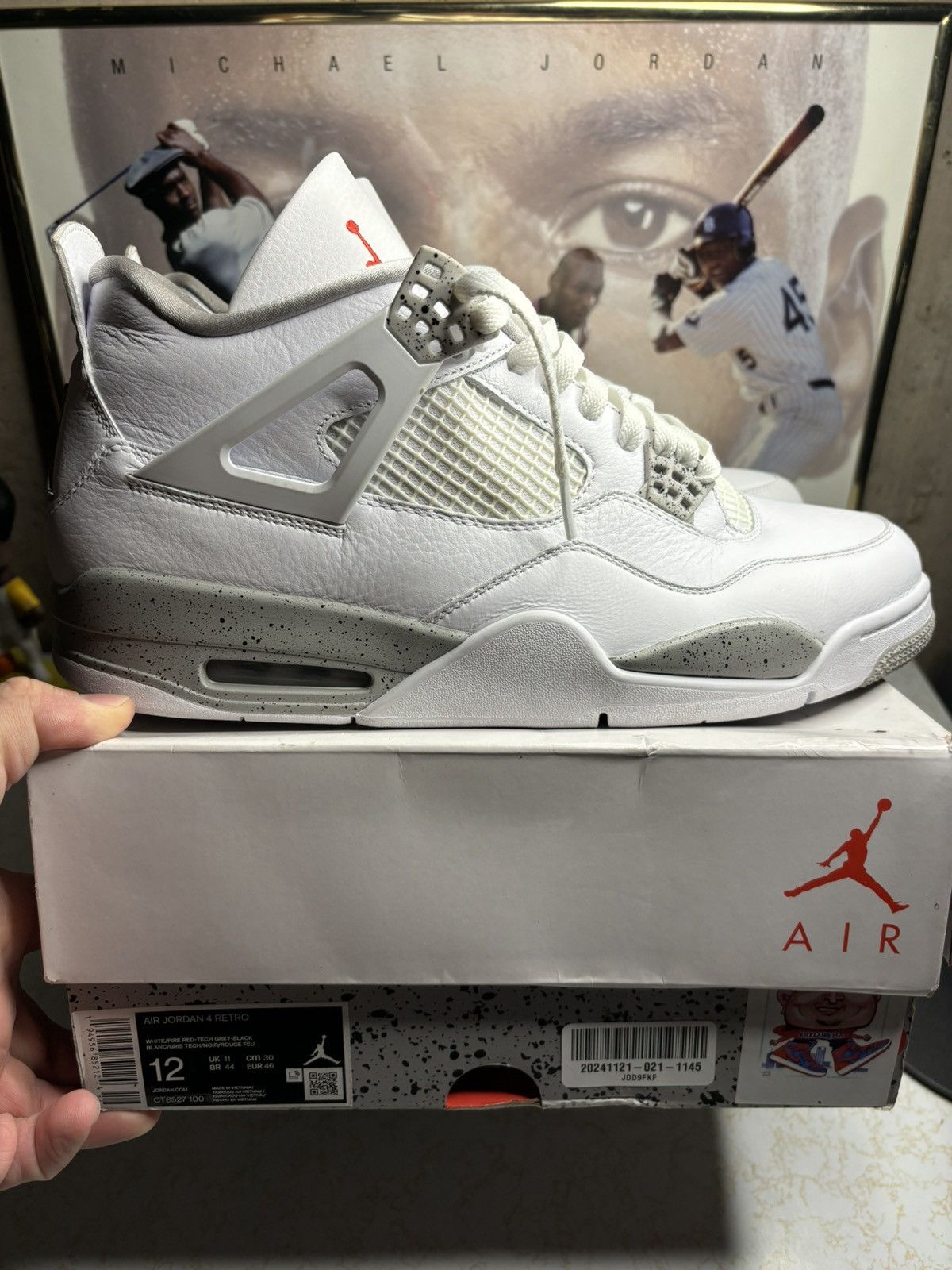 Jordan Brand Jordan Retro 4 ‘white oreo’ Size US 12 / EU 45 - 1 Thumbnail