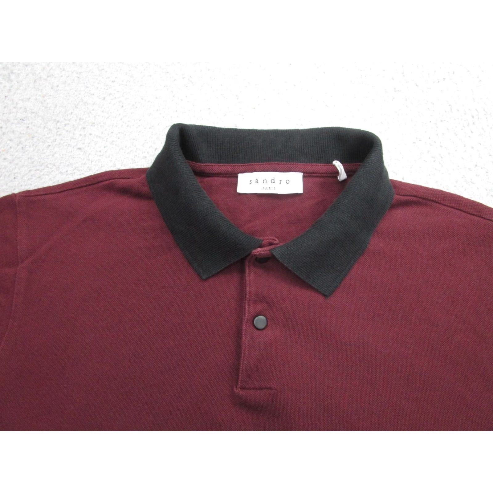 Sandro Sandro Polo Shirt Mens Small Red Black Cotton Short Sleeve Point Collar Paris Size US S / EU 44-46 / 1 - 3 Thumbnail