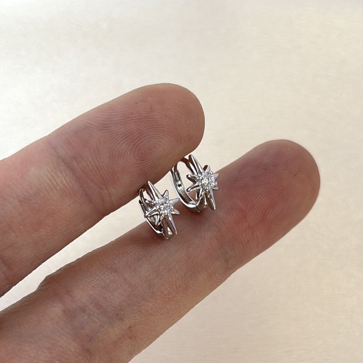 Other 10mm CZ Star Hoop Earrings for Men Women,Streetwear Hip Hop Size ONE SIZE - 6 Thumbnail