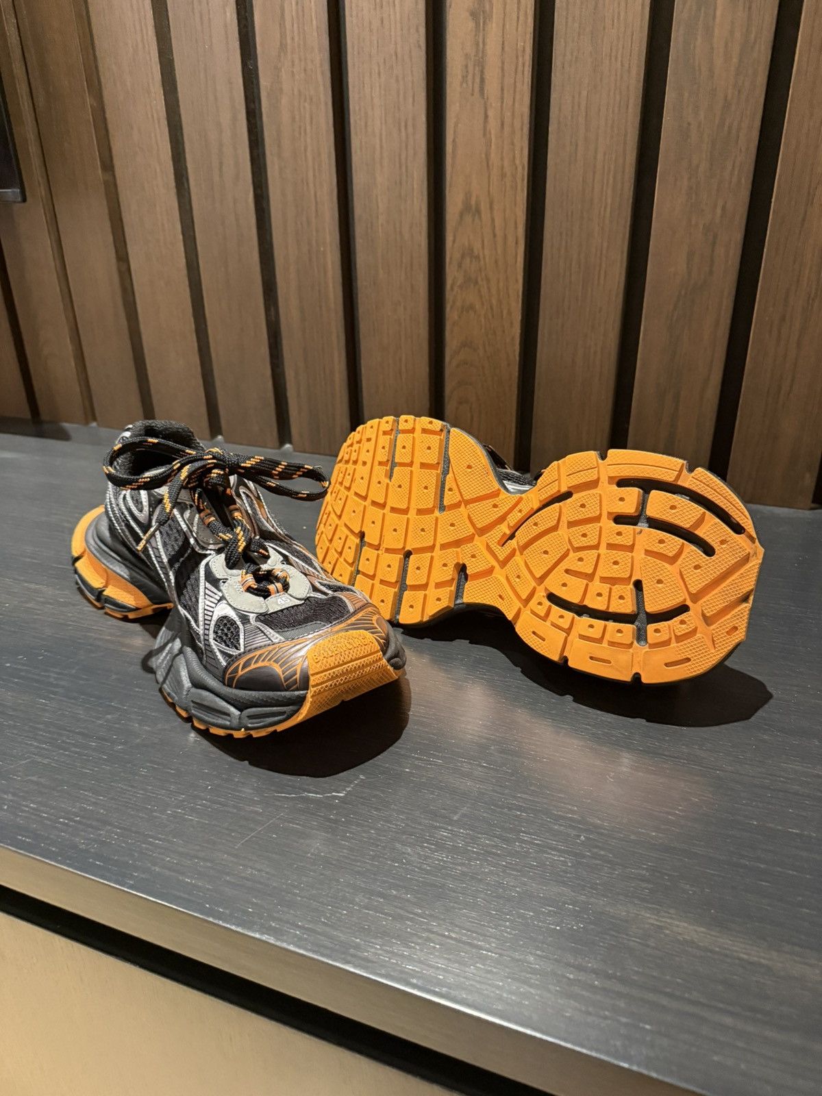 Balenciaga Balenciaga Runner Oversized Sole Sneakers – BLK/Orange/SLVR Size US 12 / EU 45 - 3 Thumbnail