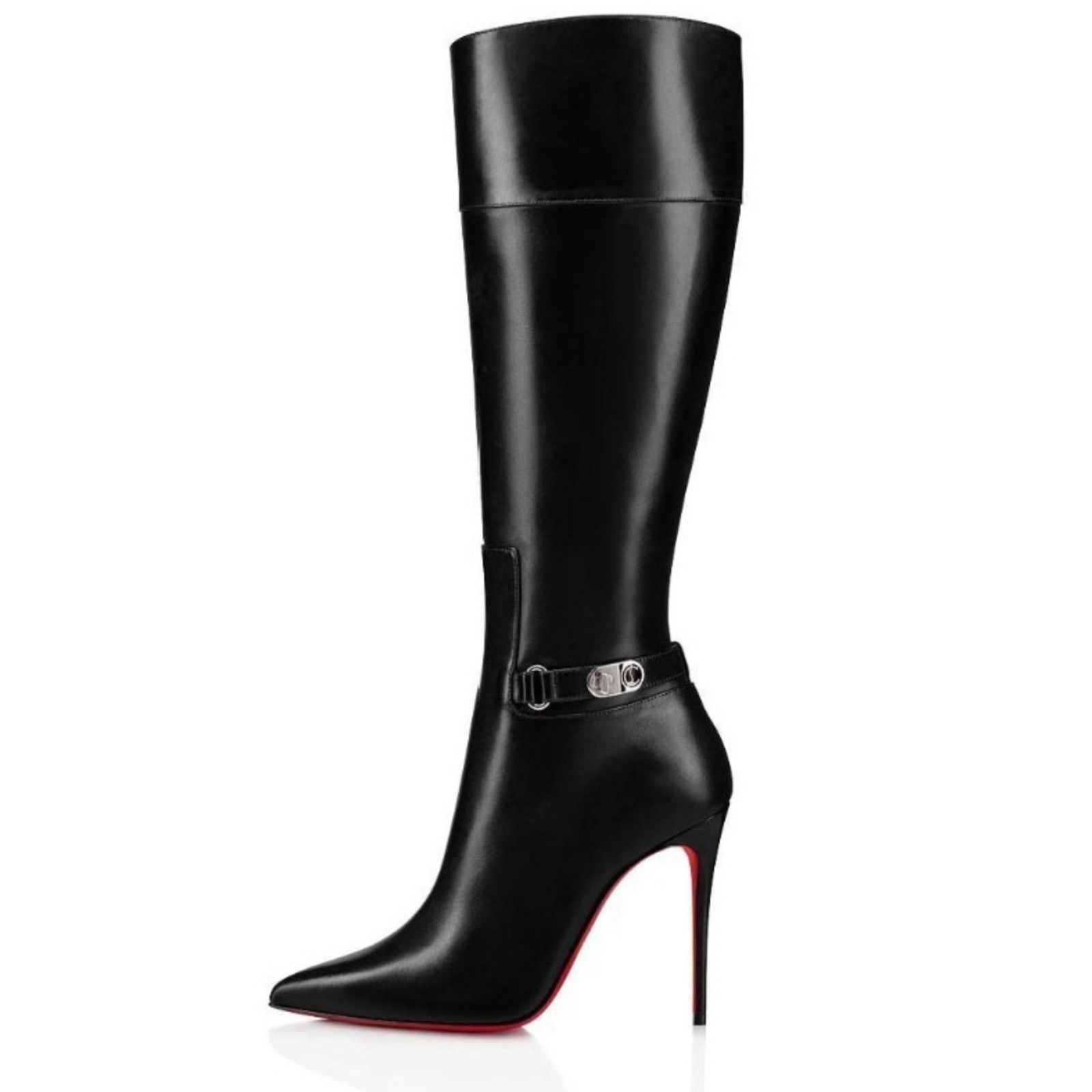 Christian Louboutin Christian Louboutin Lock Kate Botta 100 Black Leather Knee Size US 6.5 / IT 36.5 - 3 Thumbnail