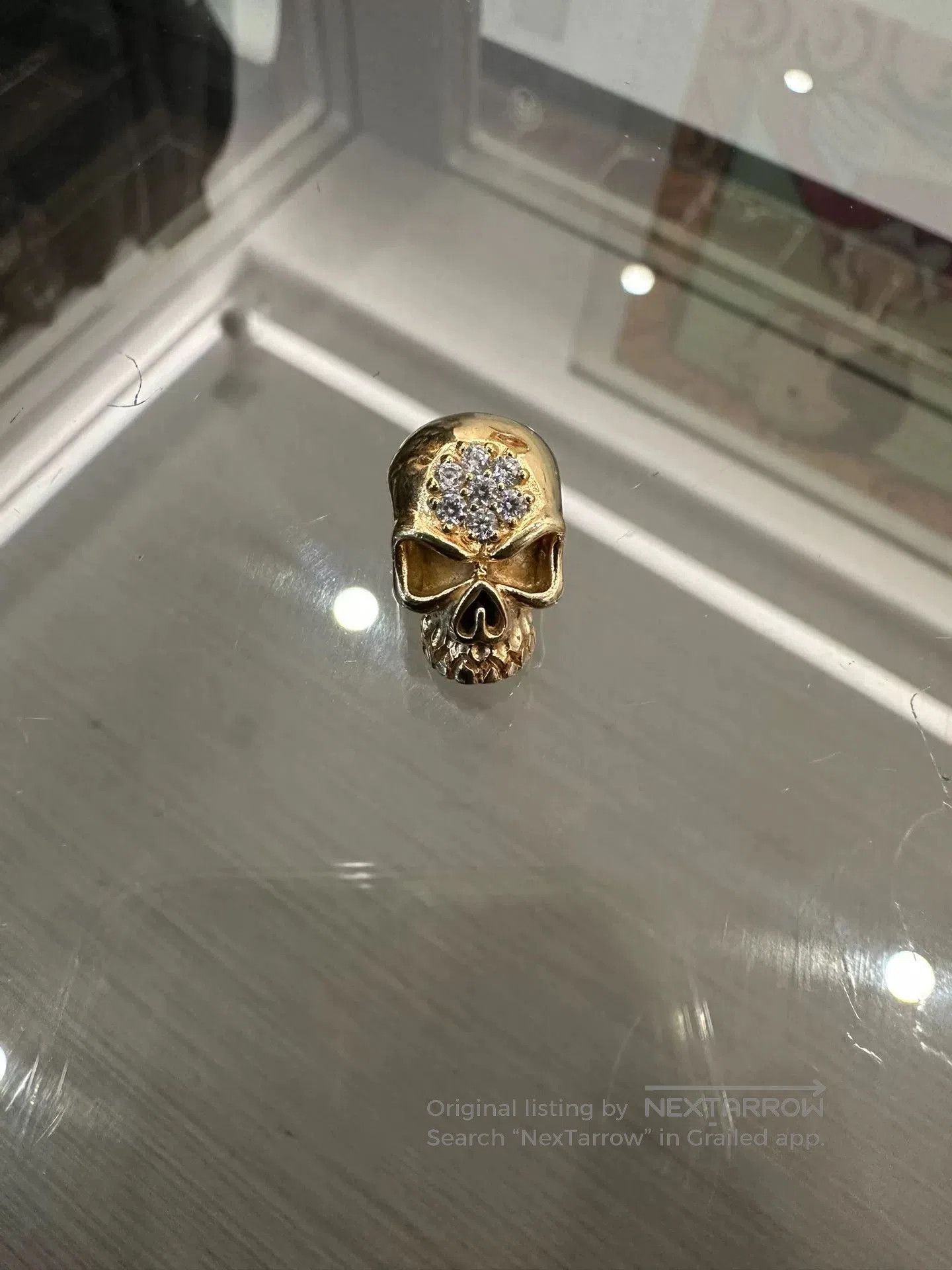 Japanese Brand Jaidam Gold Skull Diamond Scarf Buckle. Size ONE SIZE - 1 Thumbnail