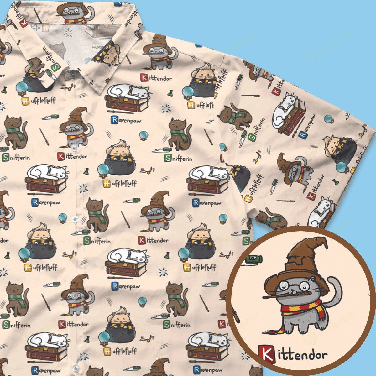Designer Harry Potter Kitten Funny Button Down Shirt Size US L / EU 52-54 / 3 - 1 Thumbnail