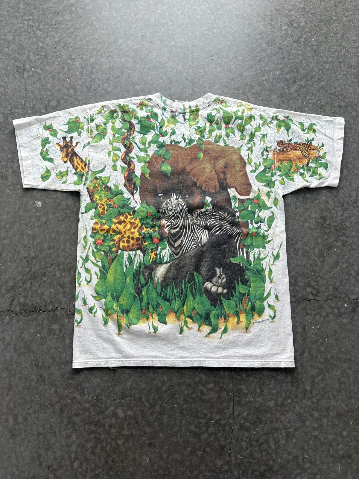 Vintage Vintage 90s Wild Oats Safari AOP Graphic Tee Size US XL / EU 56 / 4 - 9 Thumbnail