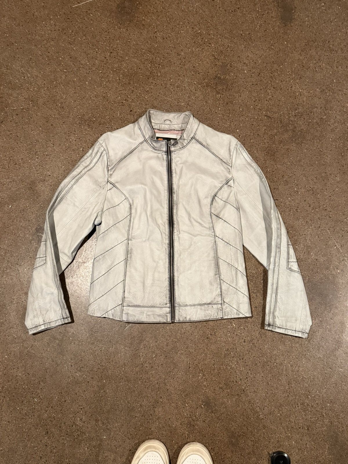 Wilsons Leather Crazy paneled wilsons leather racer slim grey jacket Size US S / EU 44-46 / 1 - 1 Thumbnail