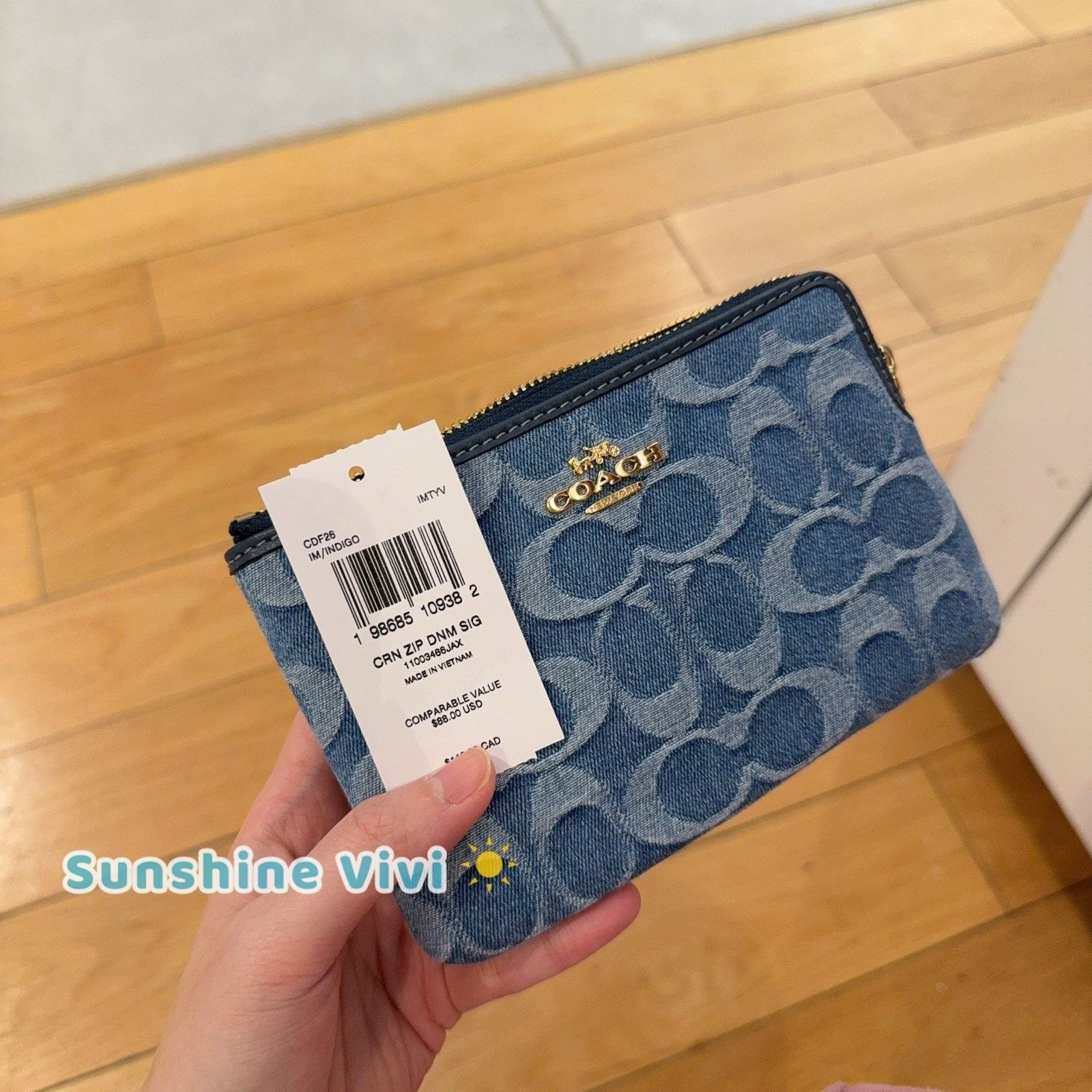 Coach NWT Coach Corner Zip Wristlet Signature CDF26 denim/INDIGO Size ONE SIZE - 4 Thumbnail