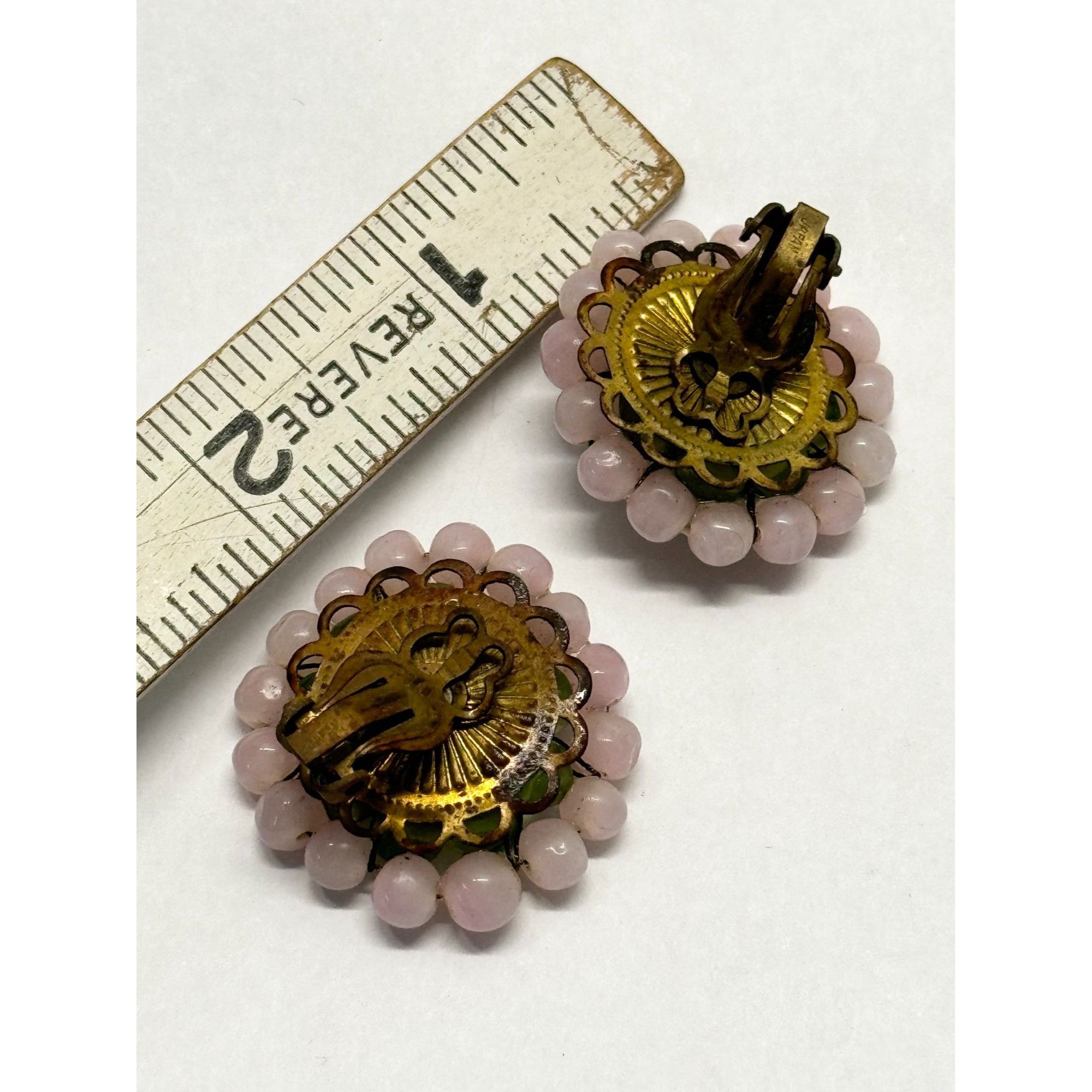 Vintage Vintage Japan pink glass flower circle earrings Size ONE SIZE - 6 Thumbnail