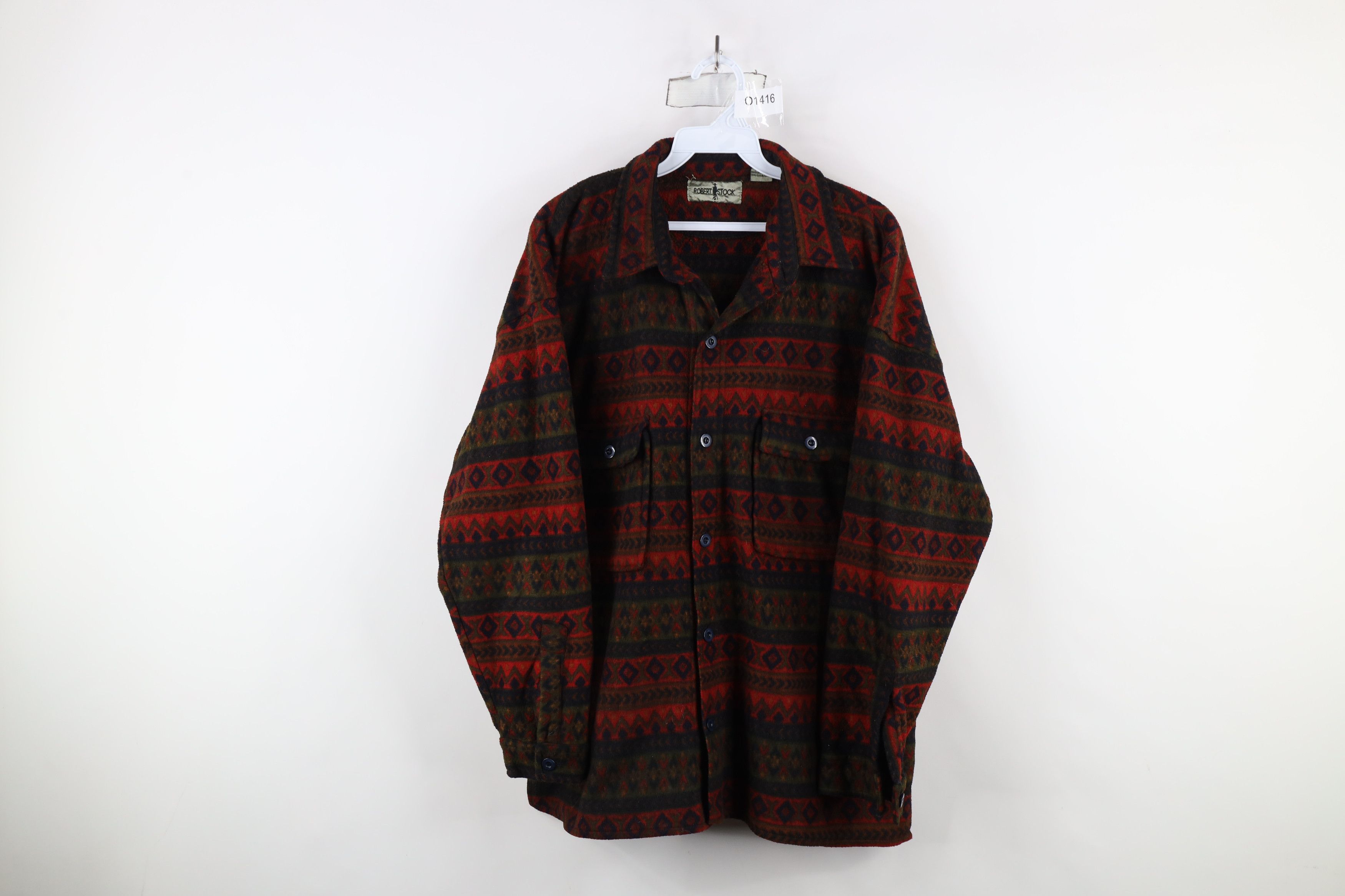 Vintage Vintage 90s Streetwear Rainbow Fair Isle Fleece Shirt Jacket Size US M / EU 48-50 / 2 - 1 Thumbnail