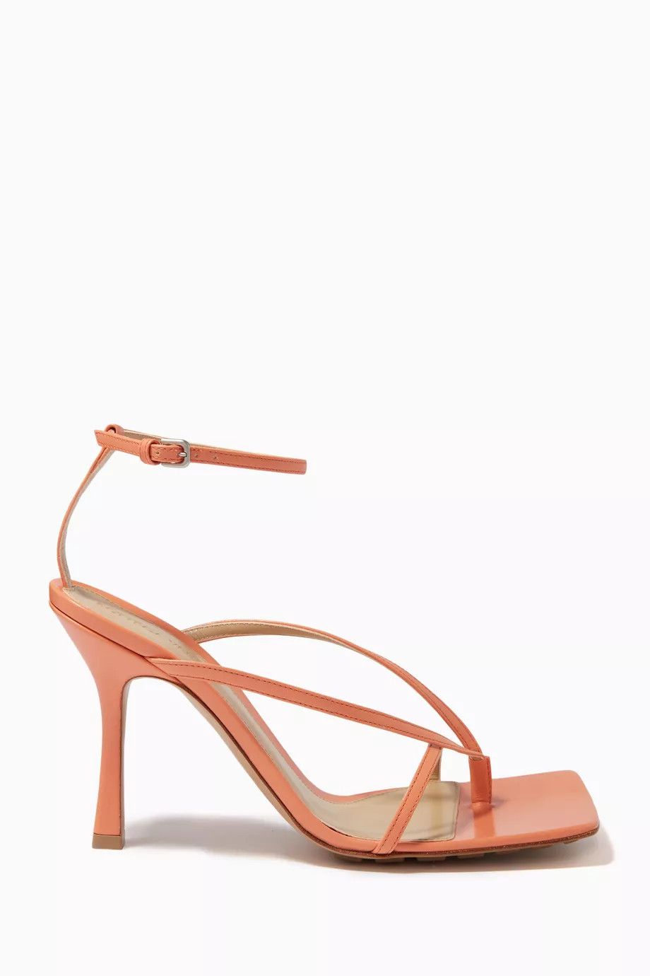 image of Bottega Veneta O1Loc1C0324 608835 Stretch Strap Sandals In Orange, Women's