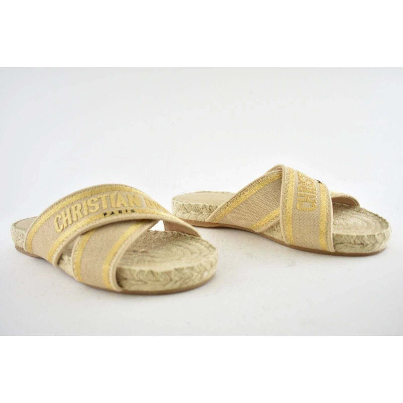 Dior Christian Dior Granville Dway Gold Beige Espadrille Size US 5 / IT 35 - 4 Thumbnail