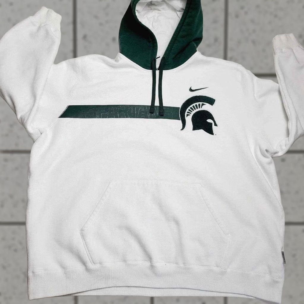 Nike VINTAGE Nike Team Michigan State University Men’s 2XL Drawstring Hoodie Spartan Logo Hoodie Men 2XL White Logo University MSU Spartans Mens Size US XXL / EU 58 / 5 - 1 Thumbnail