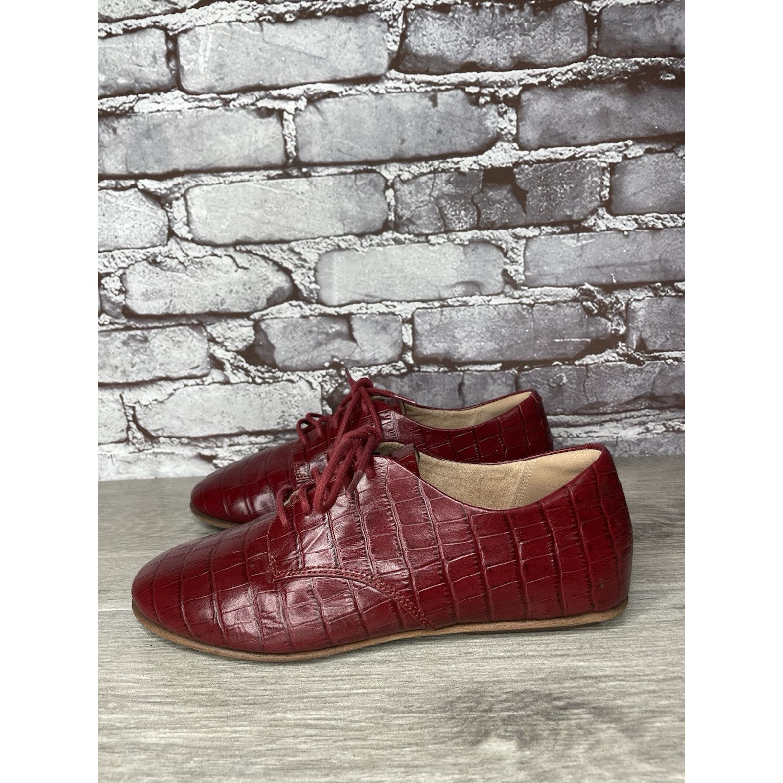 Other Fitflop Red Croco Leather Lace Up Comfort Oxfords Shoes Wome Size US 7 / IT 37 - 13 Thumbnail