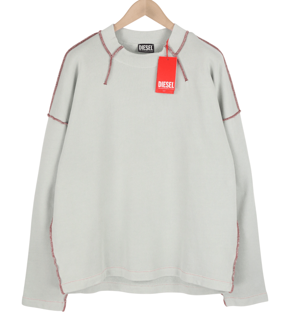 Diesel S-MOLOCK M Light Grey Oversized Crew Neck Sweatshirt 40386 Size US M / EU 48-50 / 2 - 1 Thumbnail