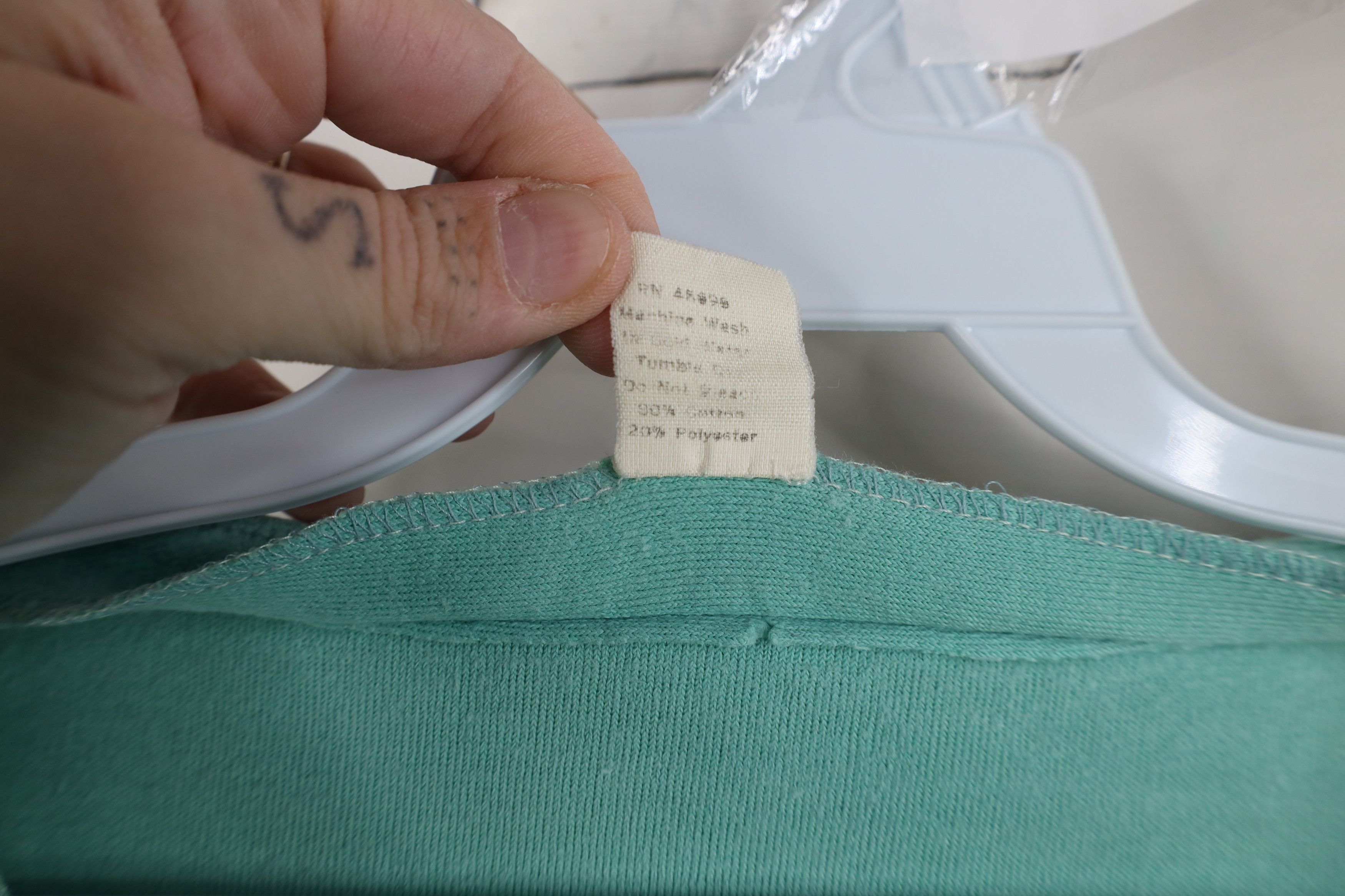 Vintage Vintage 70s Streetwear Blank Velour Sweater Teal USA Size L / US 10 / IT 46 - 7 Thumbnail